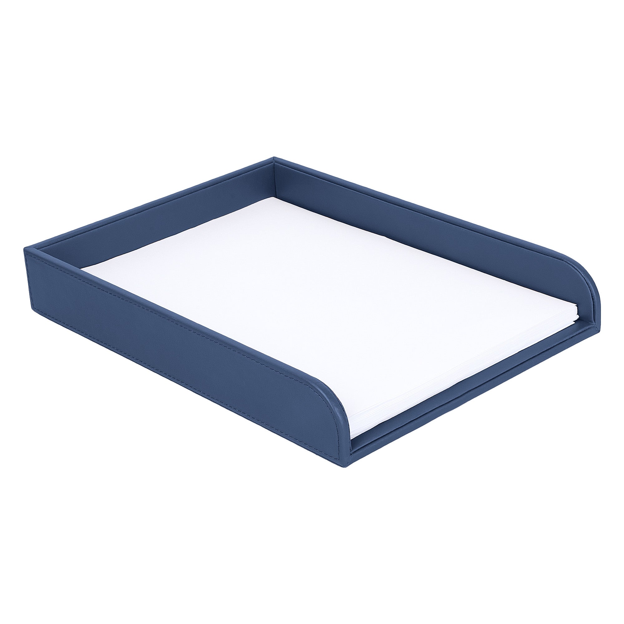 V-CUBE Designs Premium Vegan Leather Rectangular Paper Tray - Navy Blue