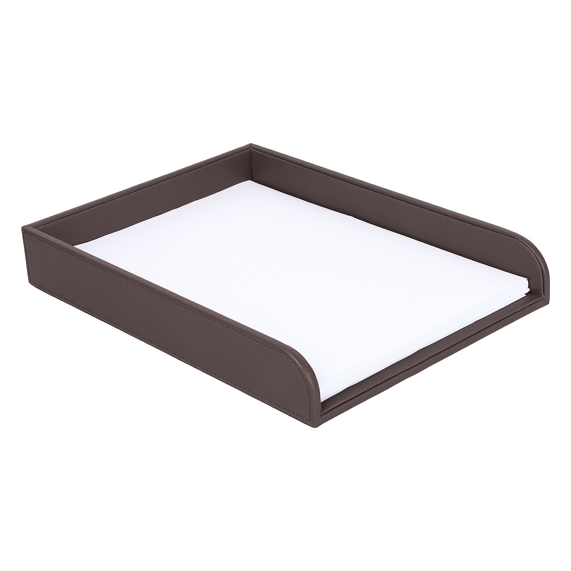 V-CUBE Designs Premium Vegan Leather Rectangular Paper Tray - Brown