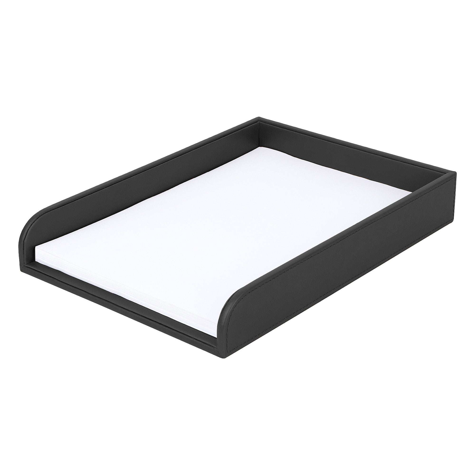 V-CUBE Designs Premium Vegan Leather Rectangular Paper Tray - Black