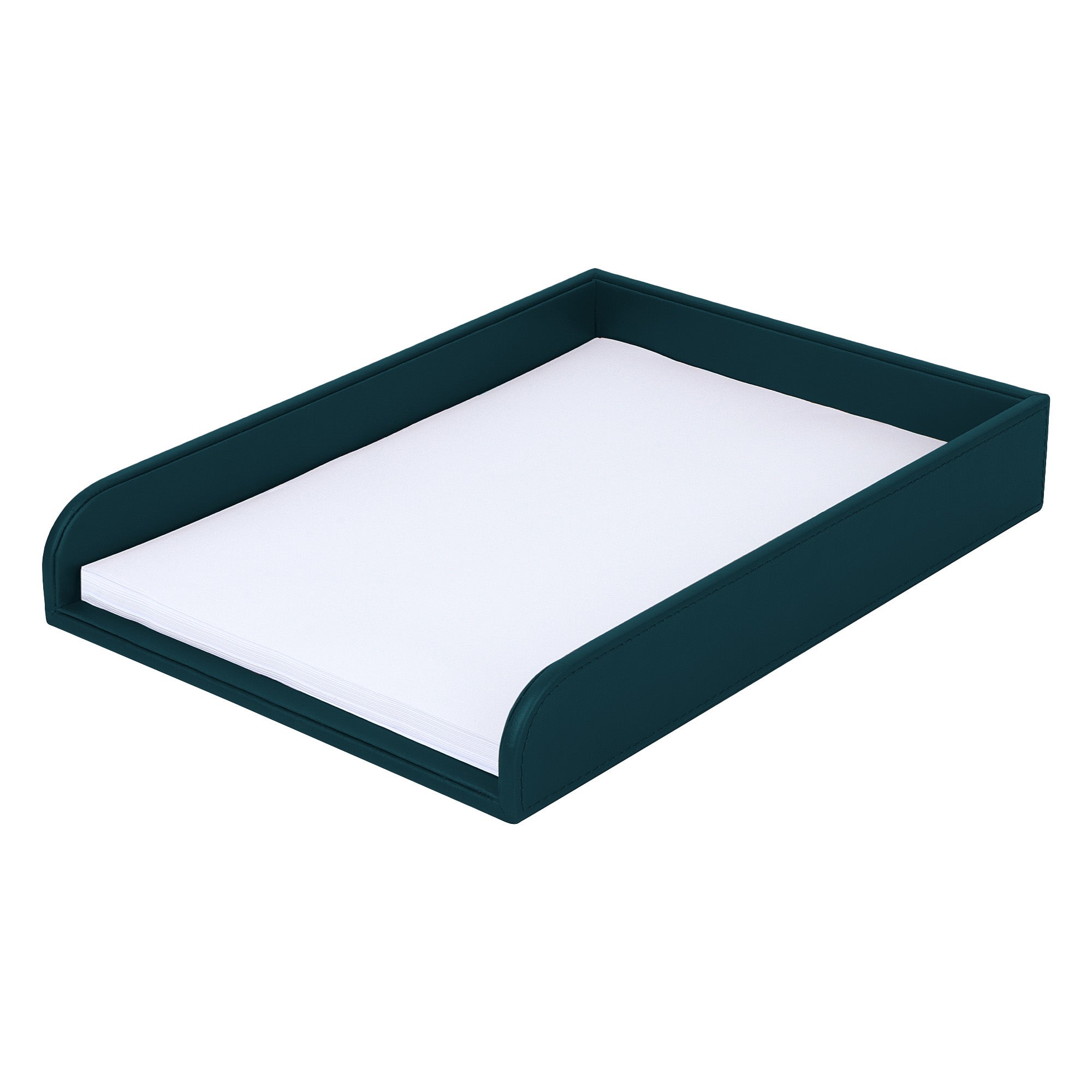 V-CUBE Designs Premium Vegan Leather Rectangular Paper Tray - Deep Teal