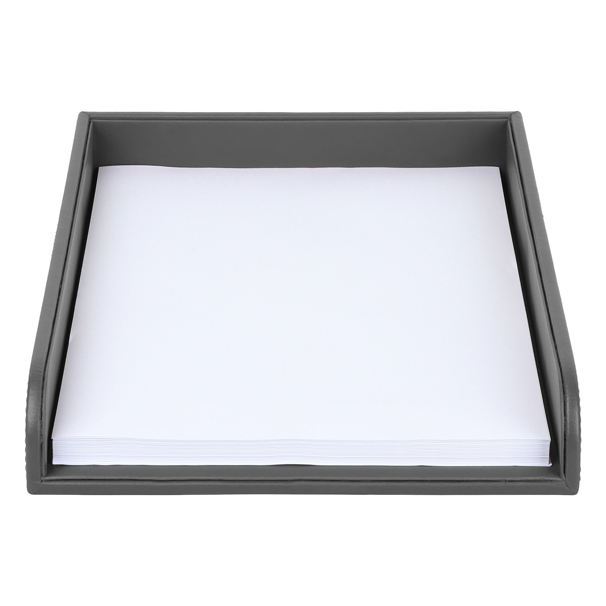 V-CUBE Designs Premium Vegan Leather Rectangular Paper Tray - Grey