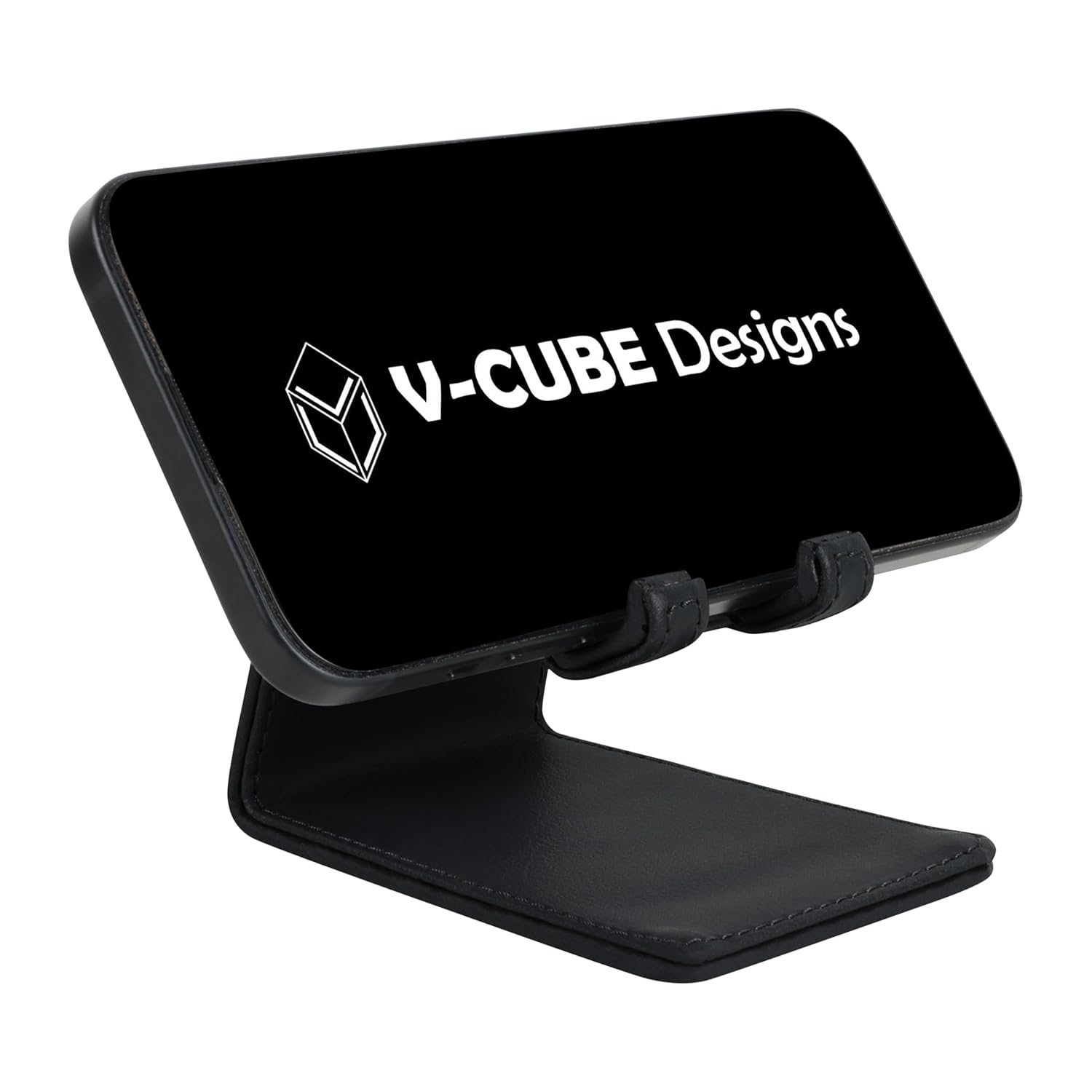 V-CUBE DESIGNS Premium Vegan Leather Mobile Holder Black