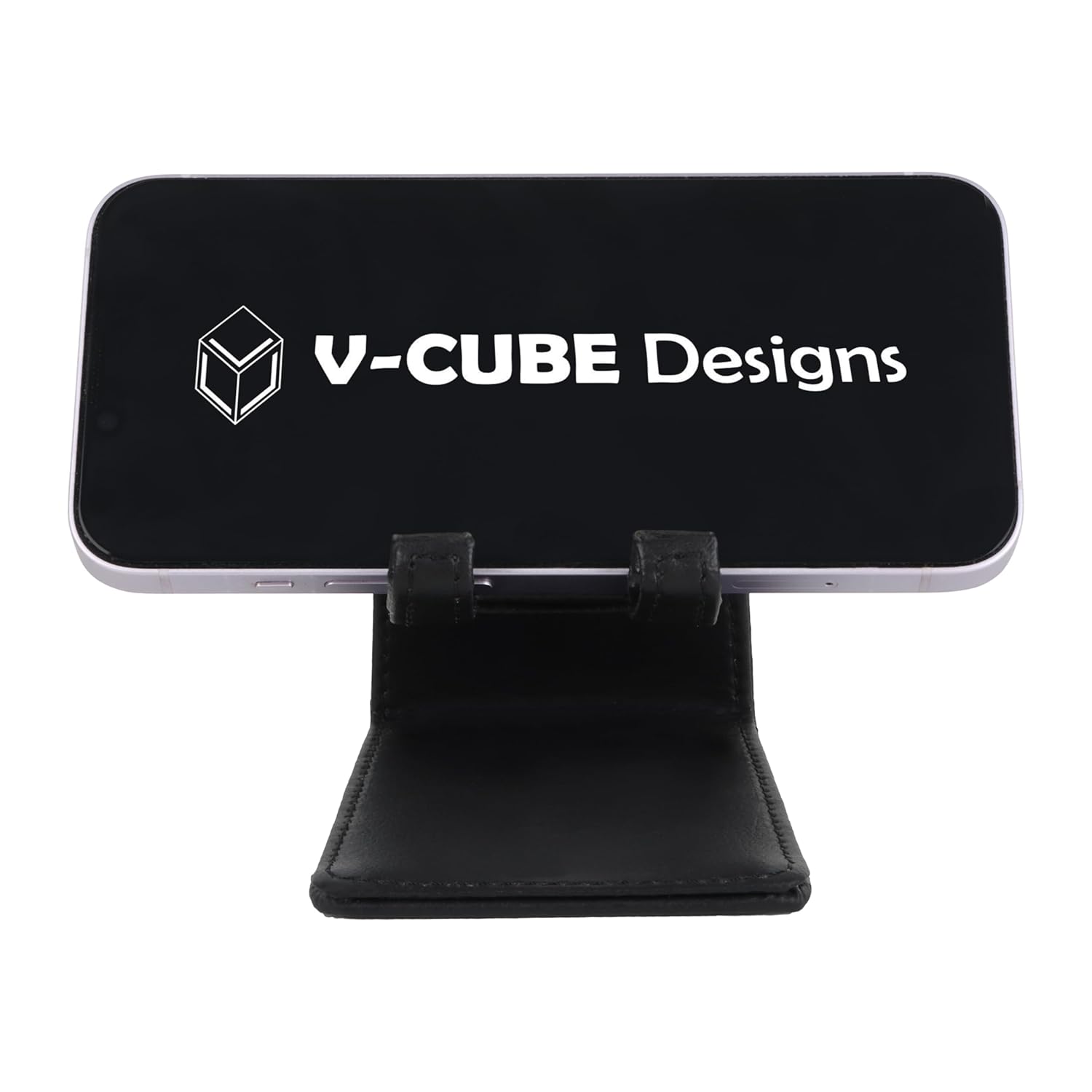 V-CUBE DESIGNS Premium Vegan Leather Mobile Holder Black