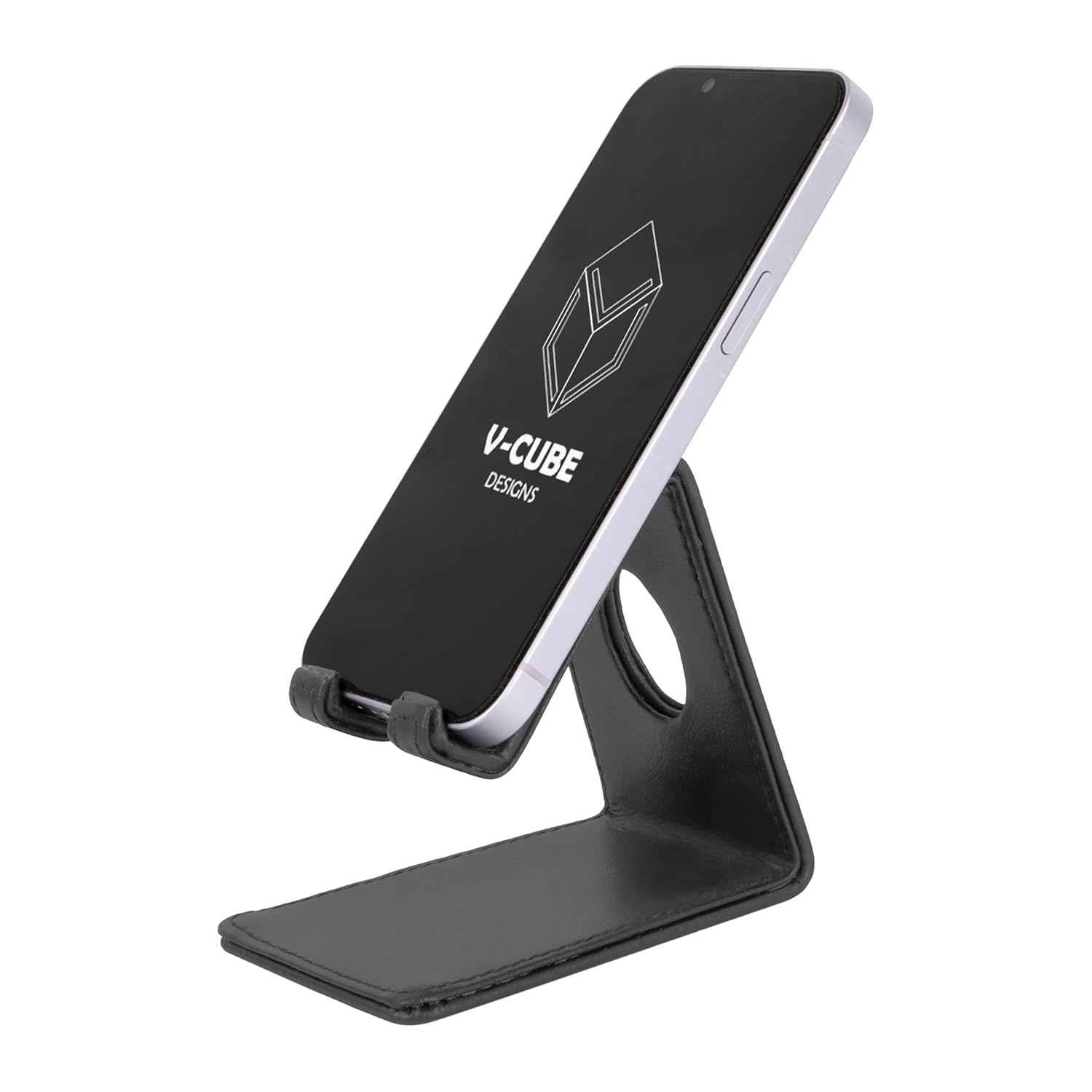V-CUBE DESIGNS Premium Vegan Leather Mobile Holder Grey
