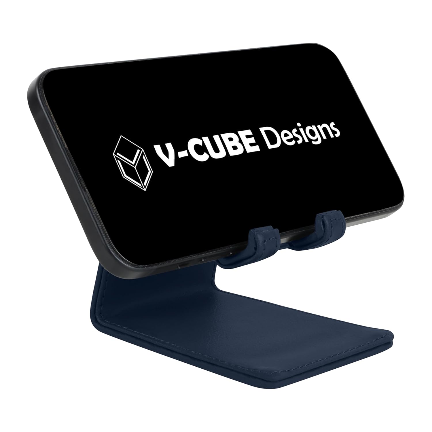 V-CUBE DESIGNS Premium Vegan Leather Mobile Holder Navy Blue