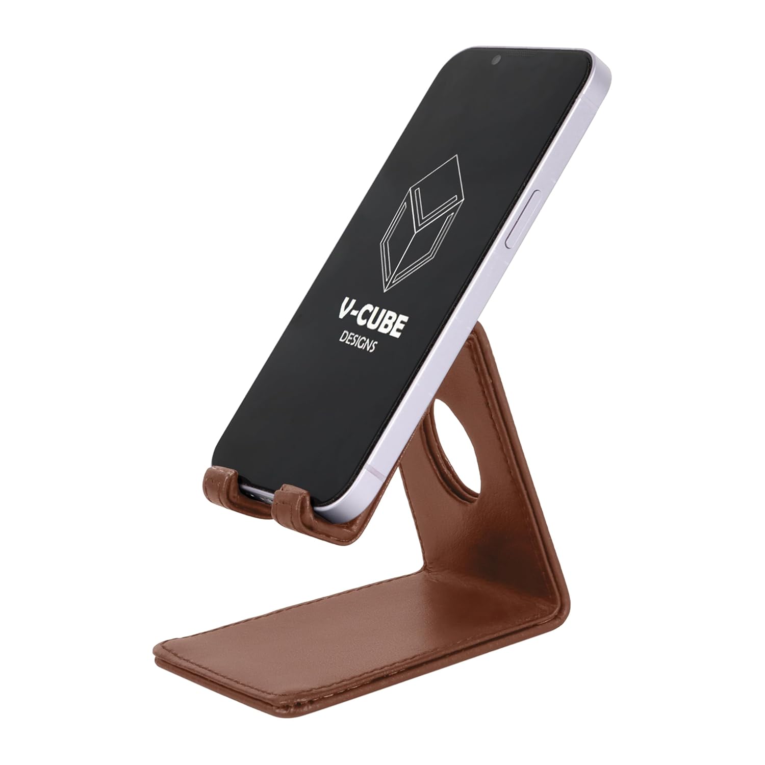 V-CUBE DESIGNS Premium Vegan Leather Mobile Holder Tan