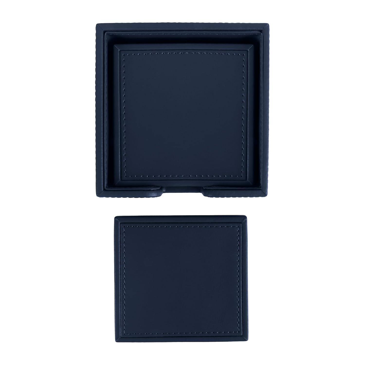 V-CUBE DESIGNS Premium Vegan Leather Coasters Navy Blue