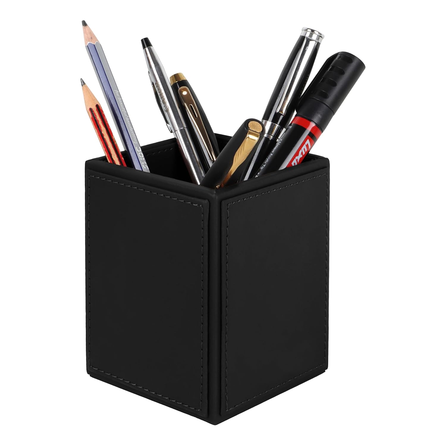 V-CUBE DESIGNS Premium Vegan Leather Pen Holder Black