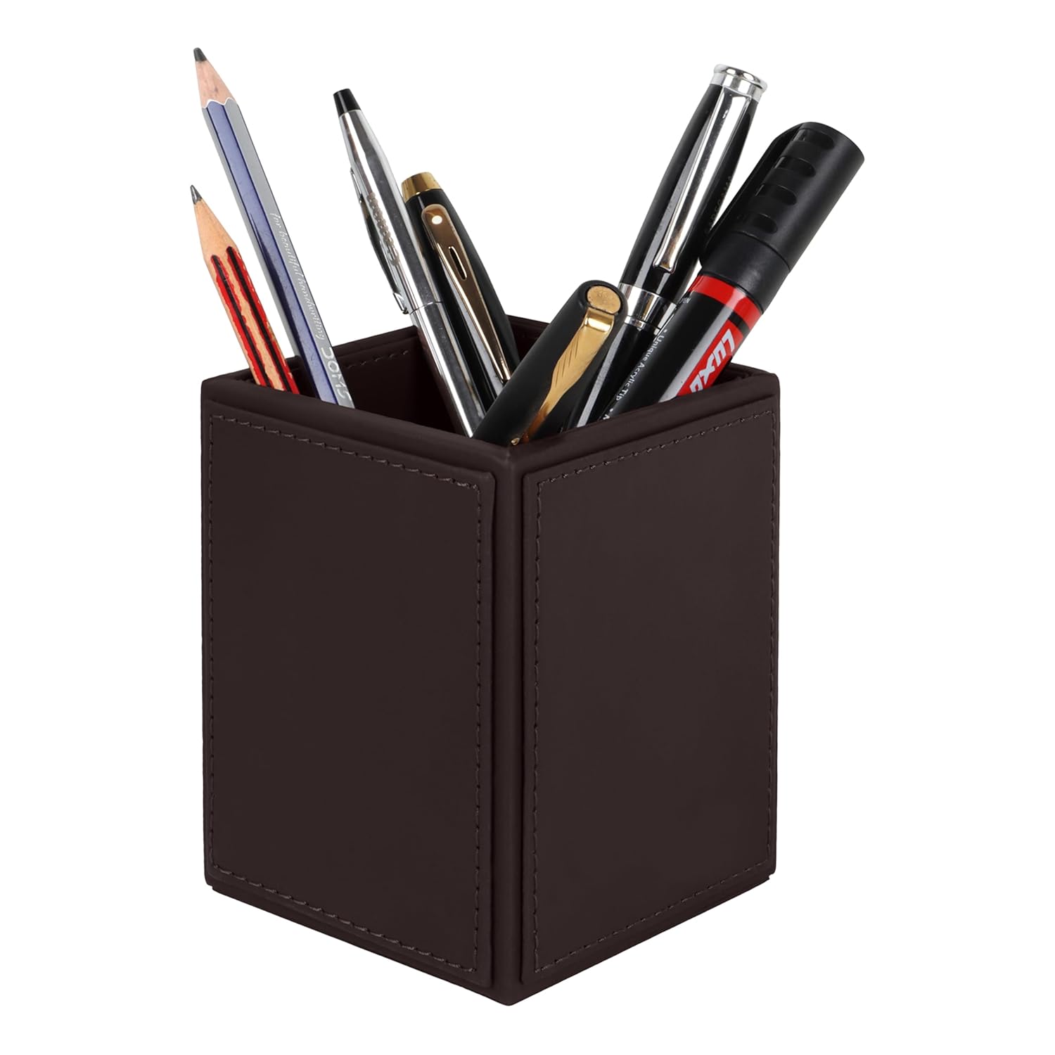 V-CUBE DESIGNS Premium Vegan Leather Pen Holder Brown