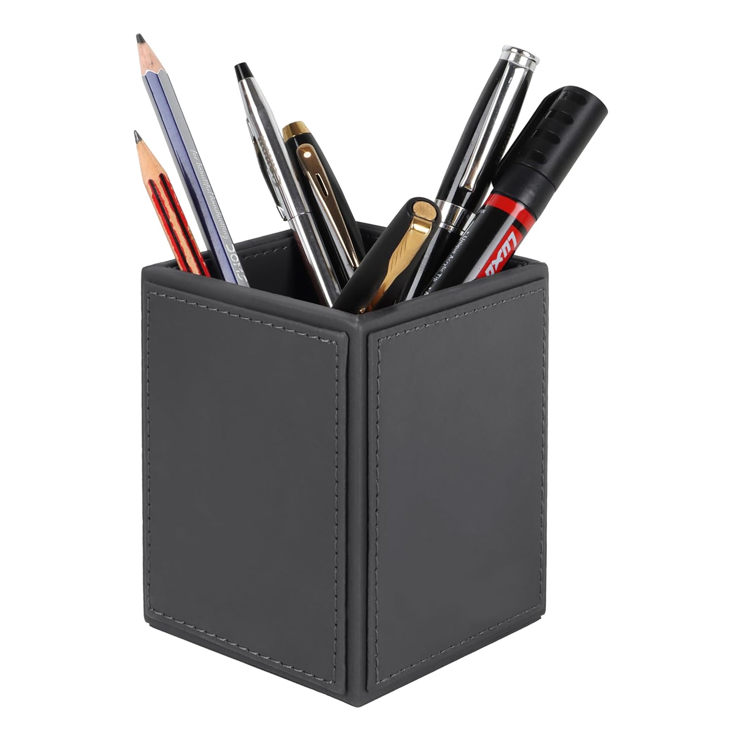 V-CUBE DESIGNS Premium Vegan Leather Pen Holder Grey