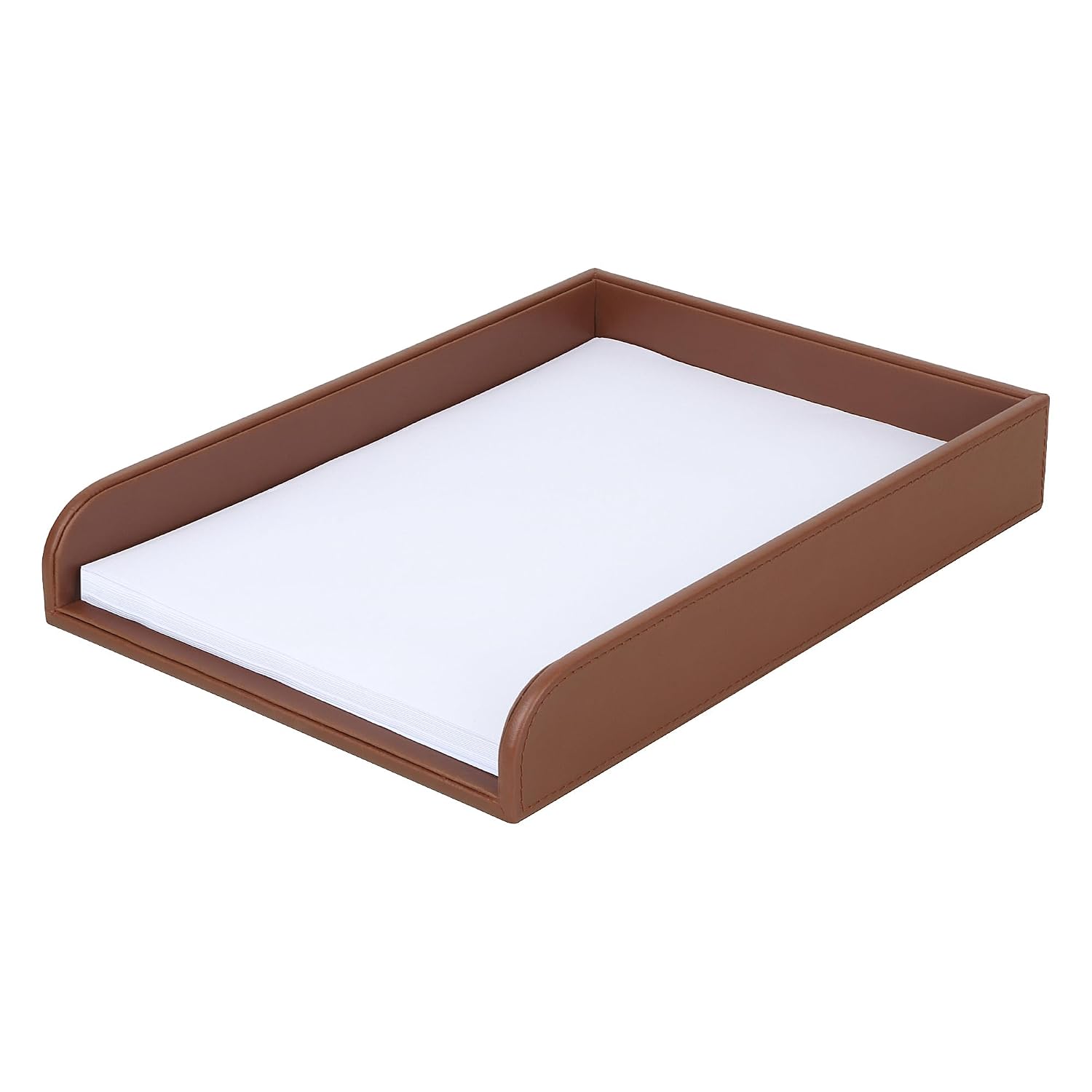 V-CUBE Designs Premium Vegan Leather Rectangular Paper Tray - Tan