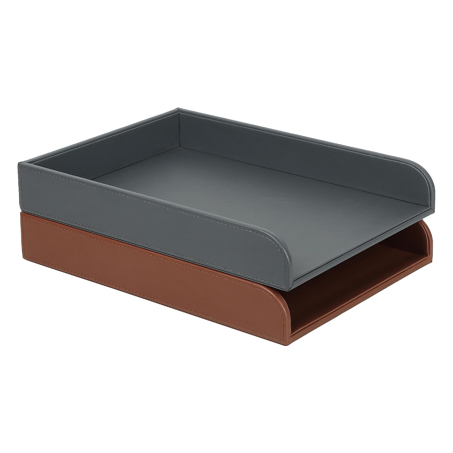 V-CUBE Designs Premium Vegan Leather Rectangular Paper Tray - Tan