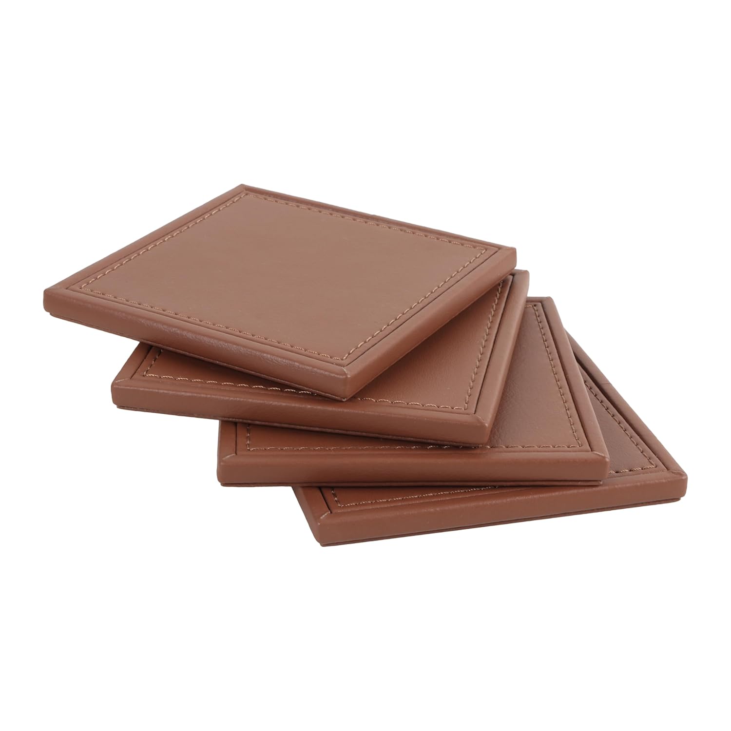 V-CUBE DESIGNS Premium Vegan Leather Coasters Tan