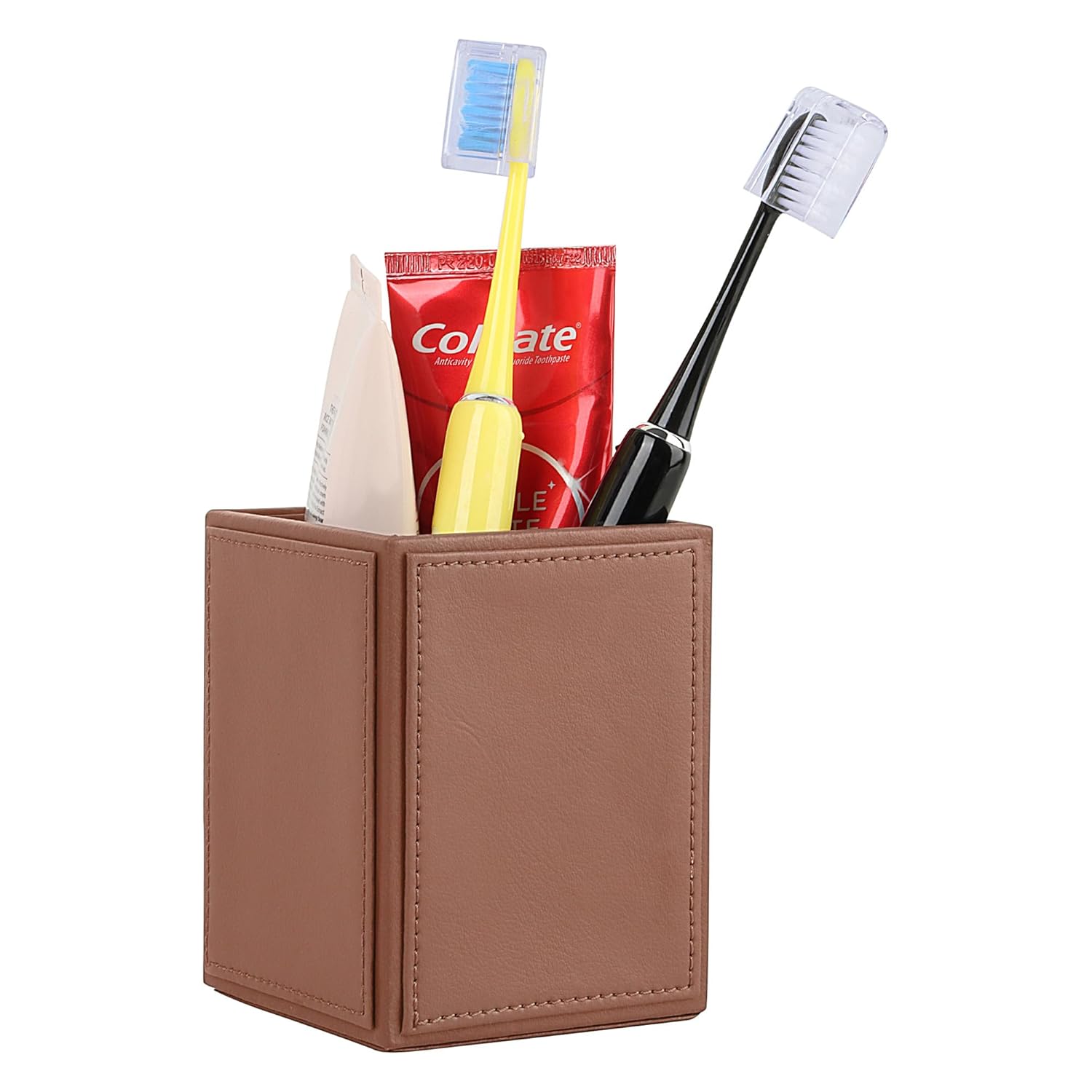 V-CUBE DESIGNS Premium Vegan Leather Cutlery Holder Tan
