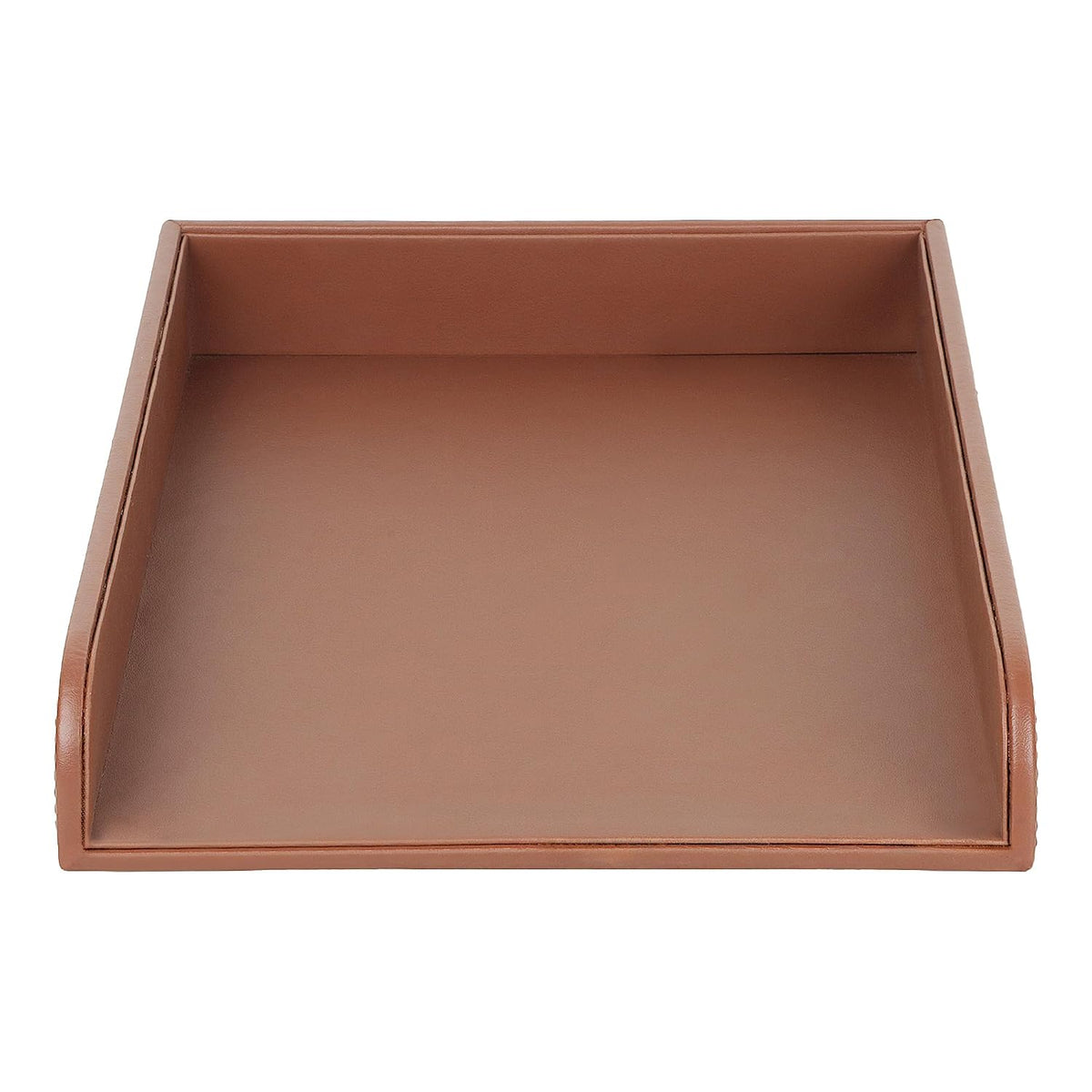 V-CUBE Designs Premium Vegan Leather Rectangular Paper Tray - Tan
