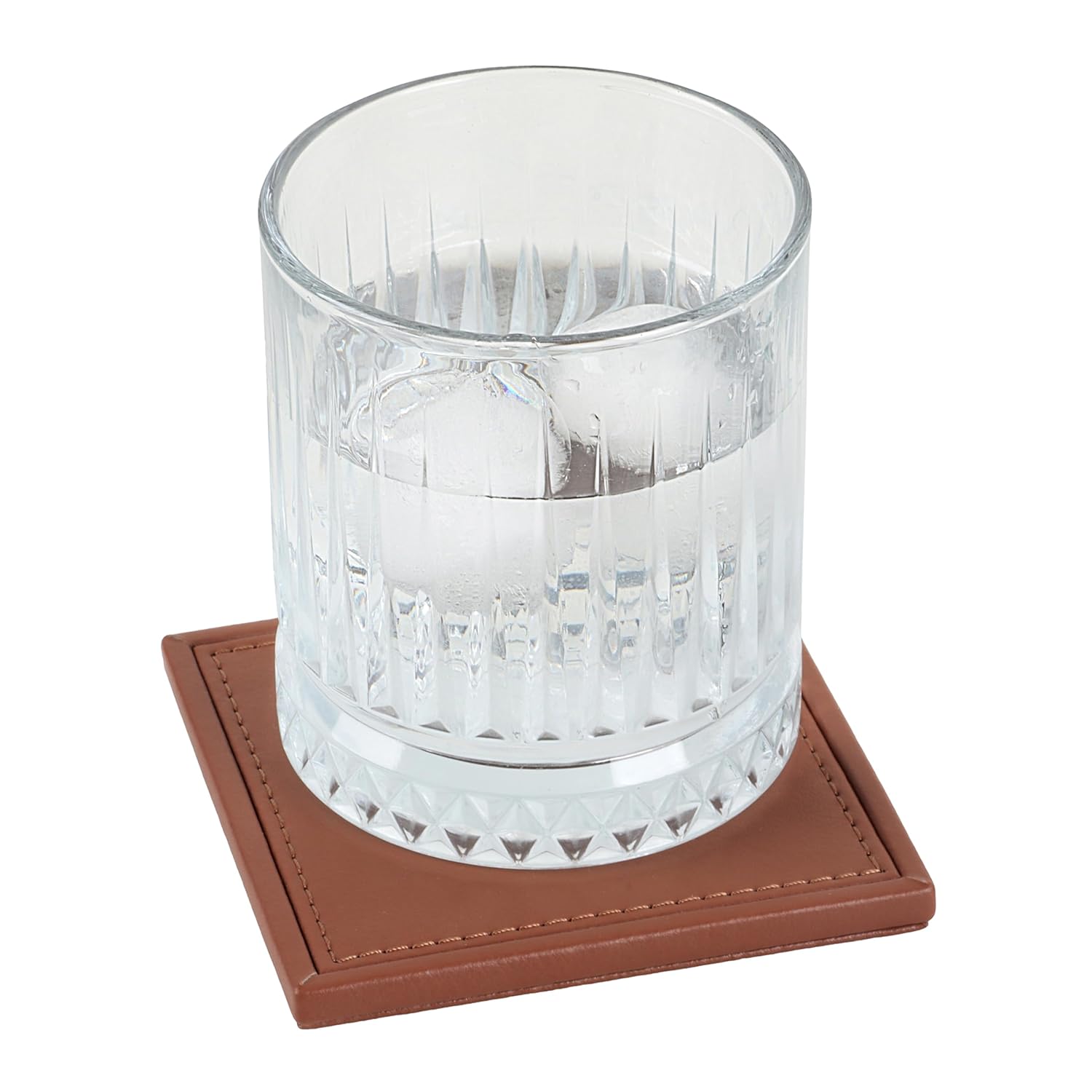 V-CUBE DESIGNS Premium Vegan Leather Coasters Tan