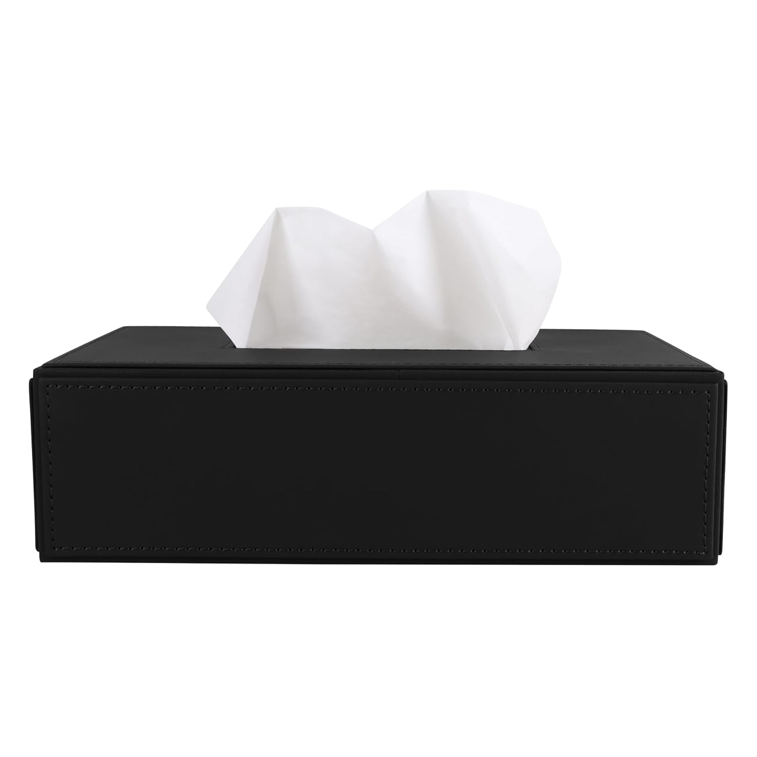 V-CUBE DESIGNS Premium Vegan Leather Tissue Holder Black