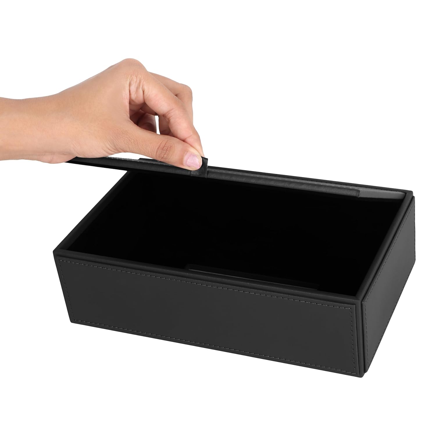 V-CUBE DESIGNS Premium Vegan Leather Tissue Holder Black