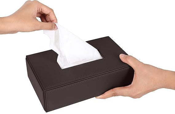 V-CUBE DESIGNS Premium Vegan Leather Tissue Holder Brown