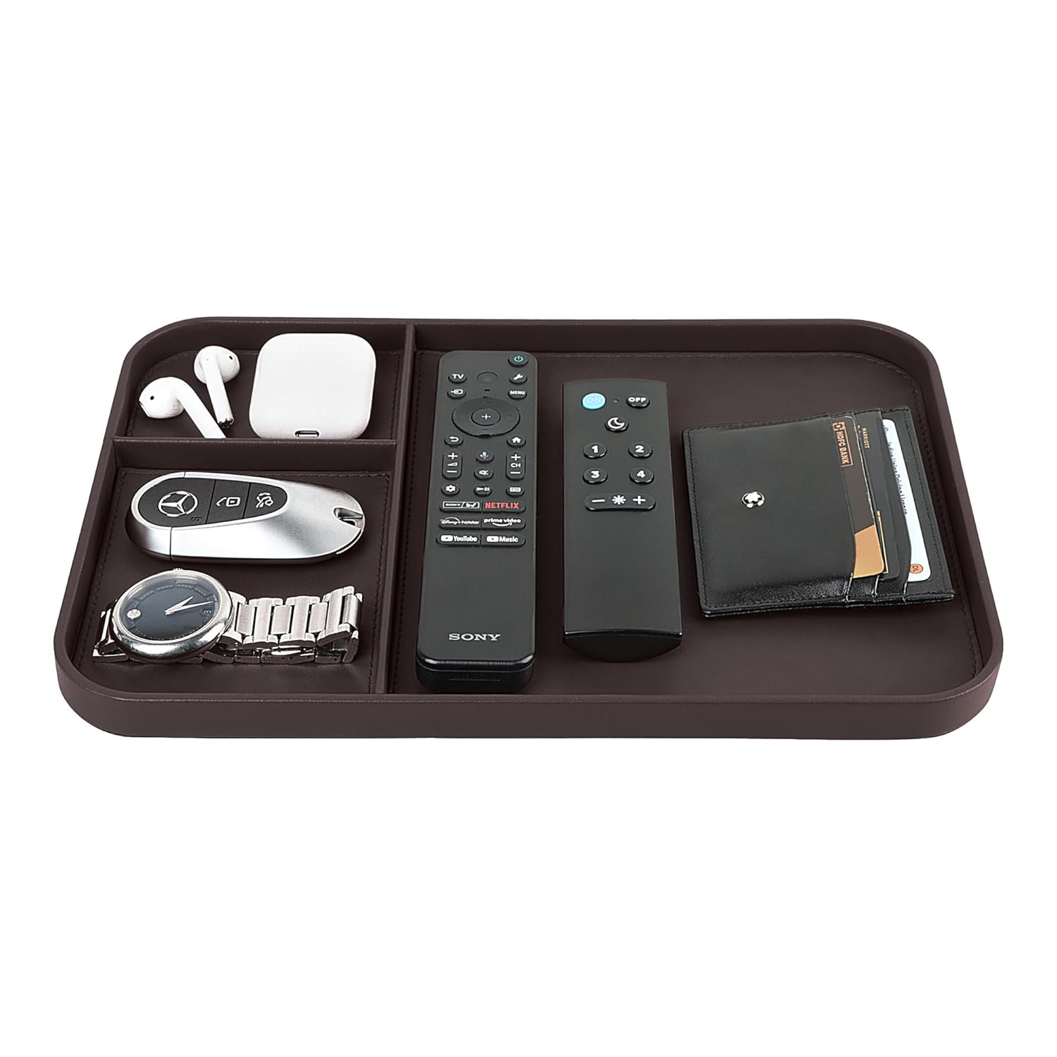 V-CUBE DESIGNS PREMIUM VEGAN LEATHER VALET TRAY (30X20.5 cm) - BROWN