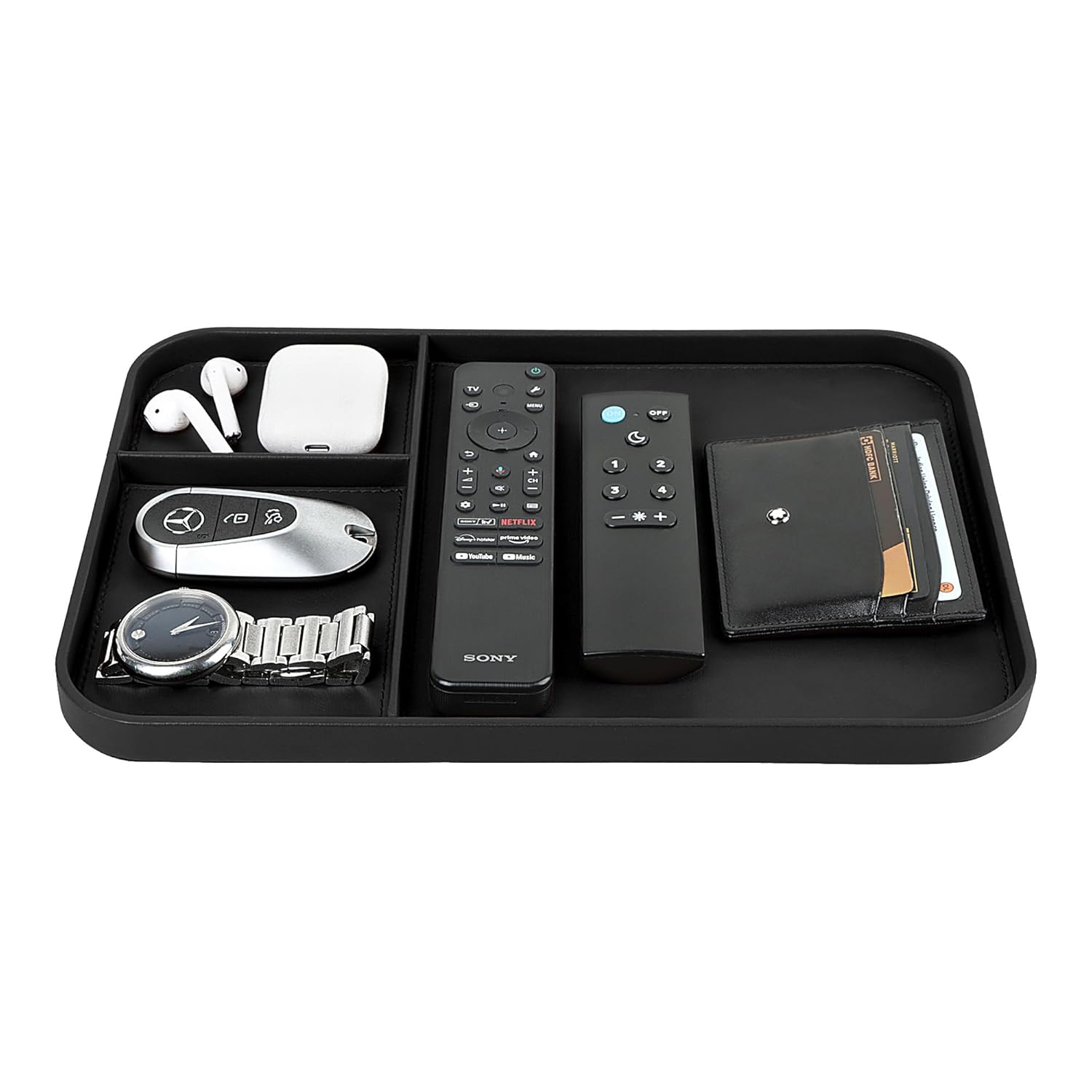 V-CUBE DESIGNS PREMIUM VEGAN LEATHER VALET TRAY (30X20.5 cm) - BLACK