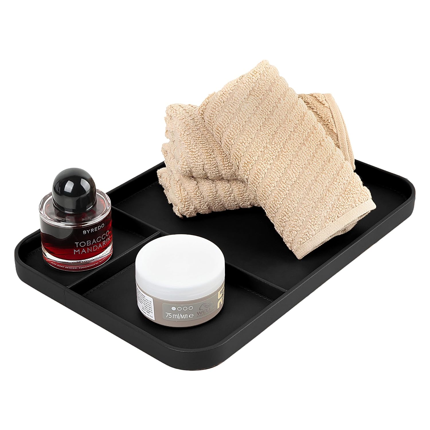 V-CUBE DESIGNS PREMIUM VEGAN LEATHER VALET TRAY (30X20.5 cm) - BLACK