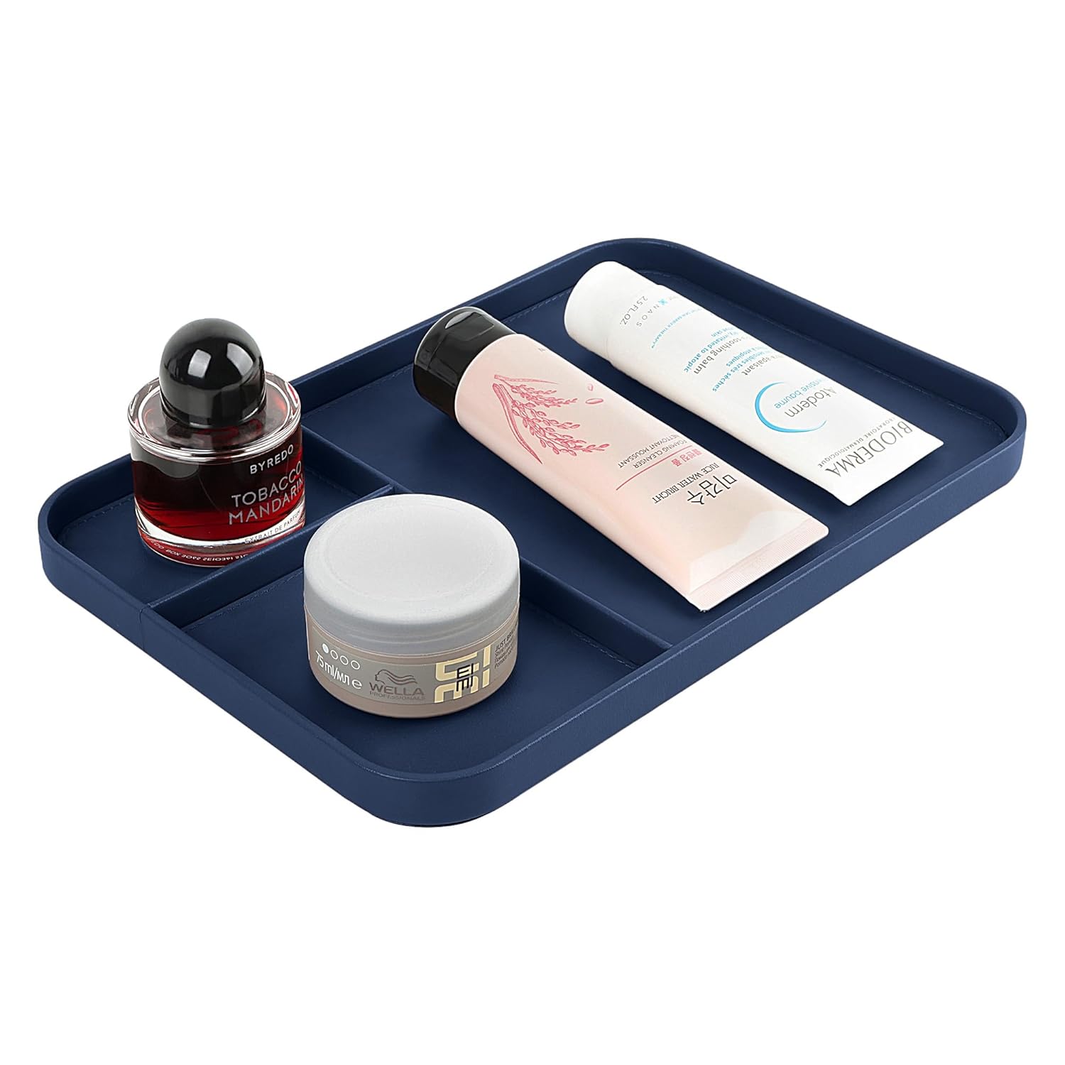 V-CUBE DESIGNS PREMIUM VEGAN LEATHER VALET TRAY (30X20.5 cm) - NAVY BLUE