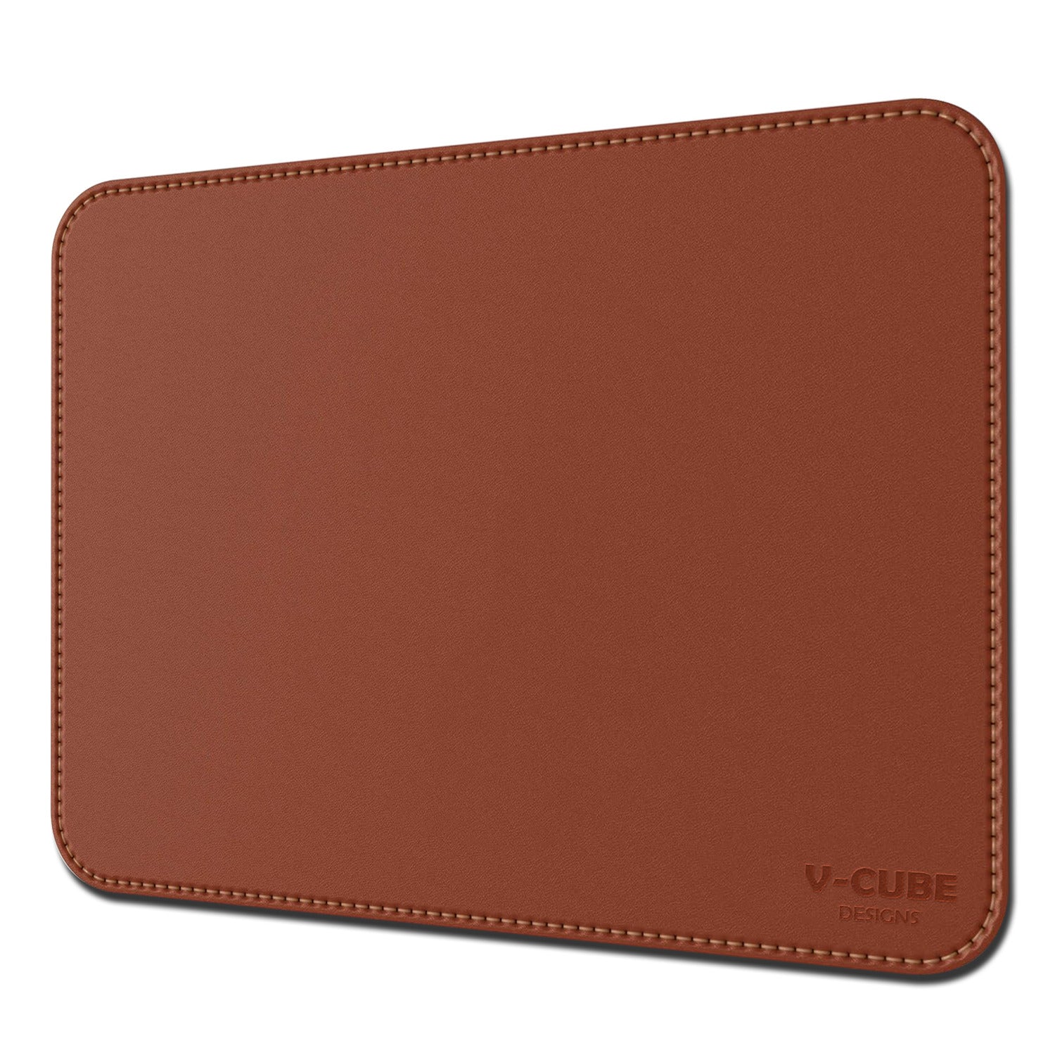 Water droplets resting on a splash proof tan premium mouse pad showing liquid resistance.