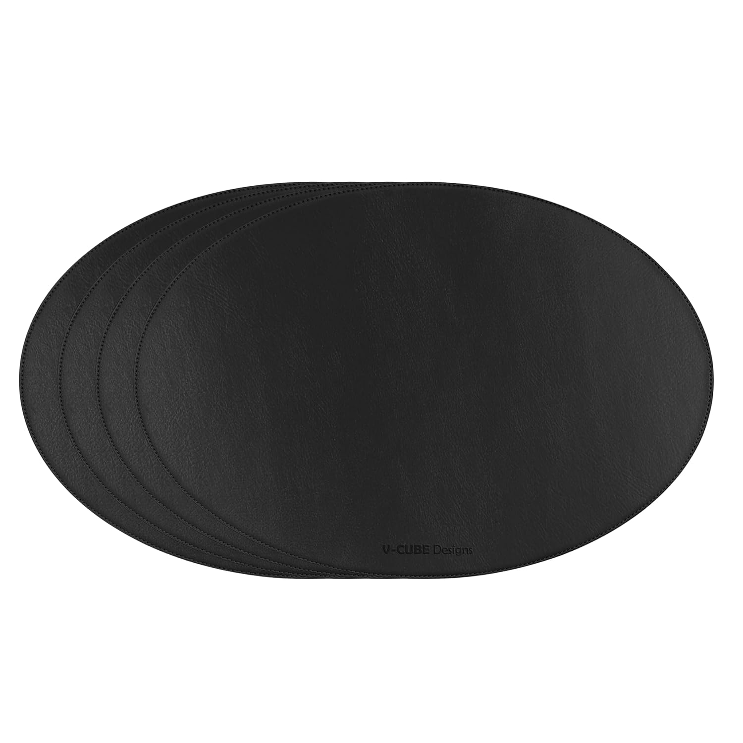 V-CUBE Designs Premium Vegan Leather Dining Table Placemats Set of 4 - Black