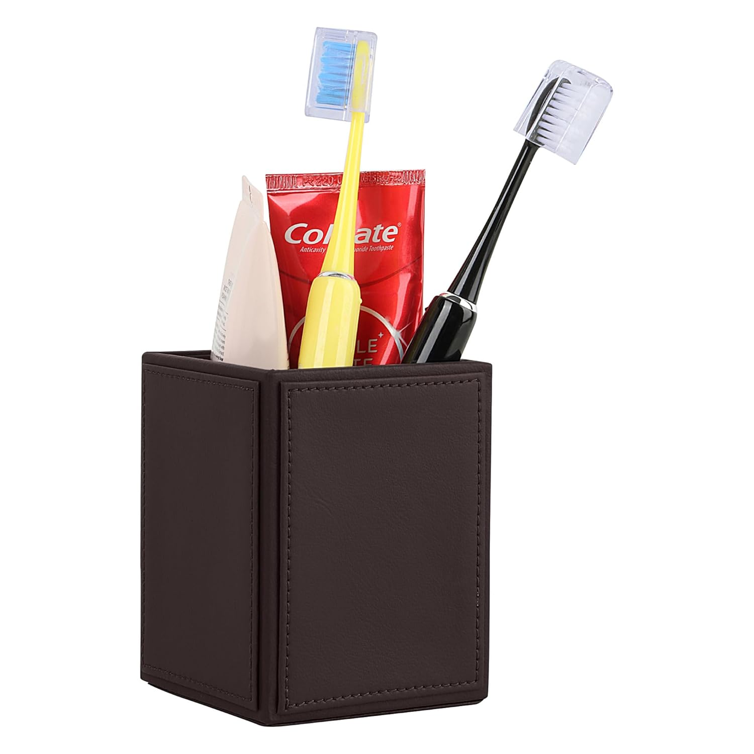 V-CUBE DESIGNS Premium Vegan Leather Cutlery Holder Brown
