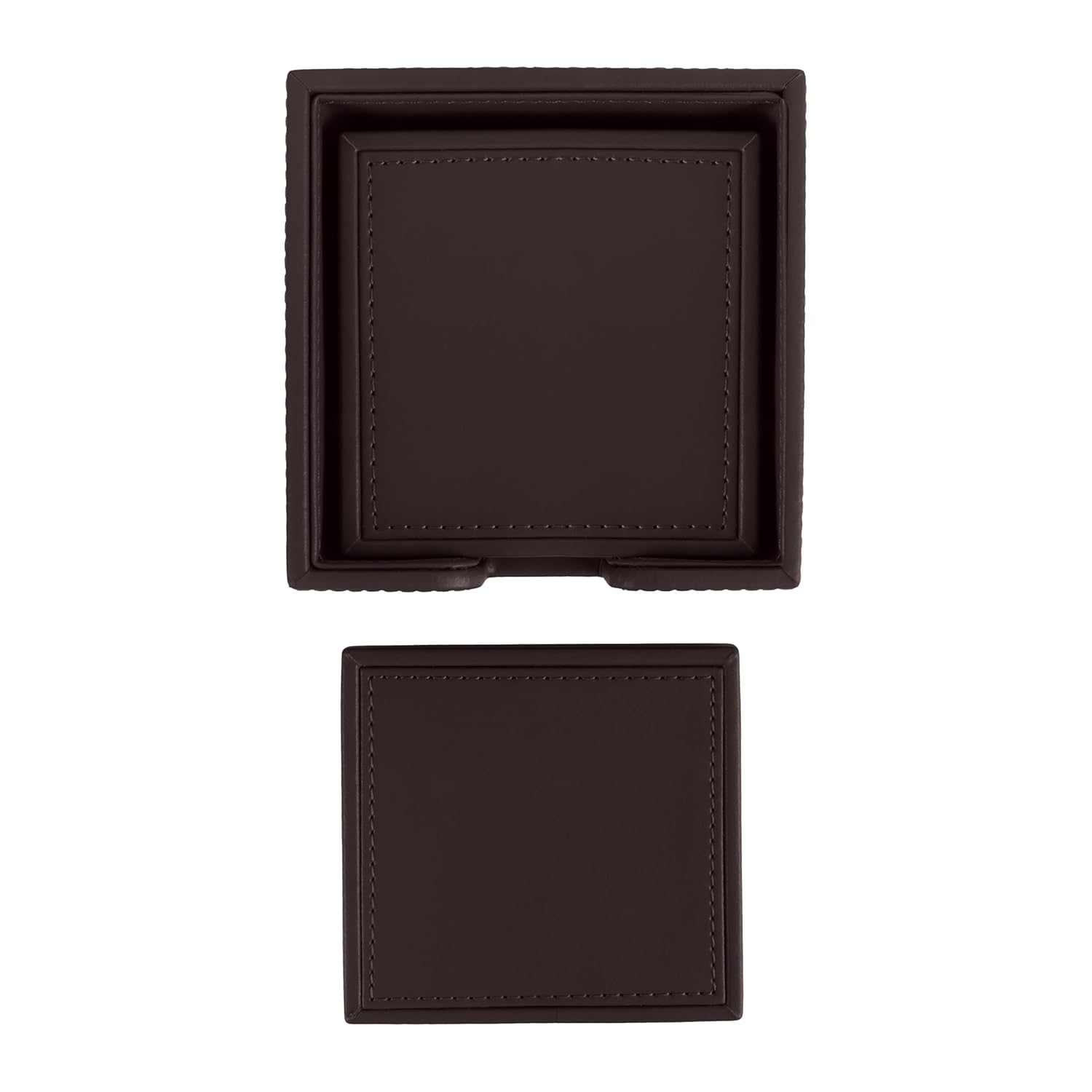 V-CUBE DESIGNS Premium Vegan Leather Coasters Brown