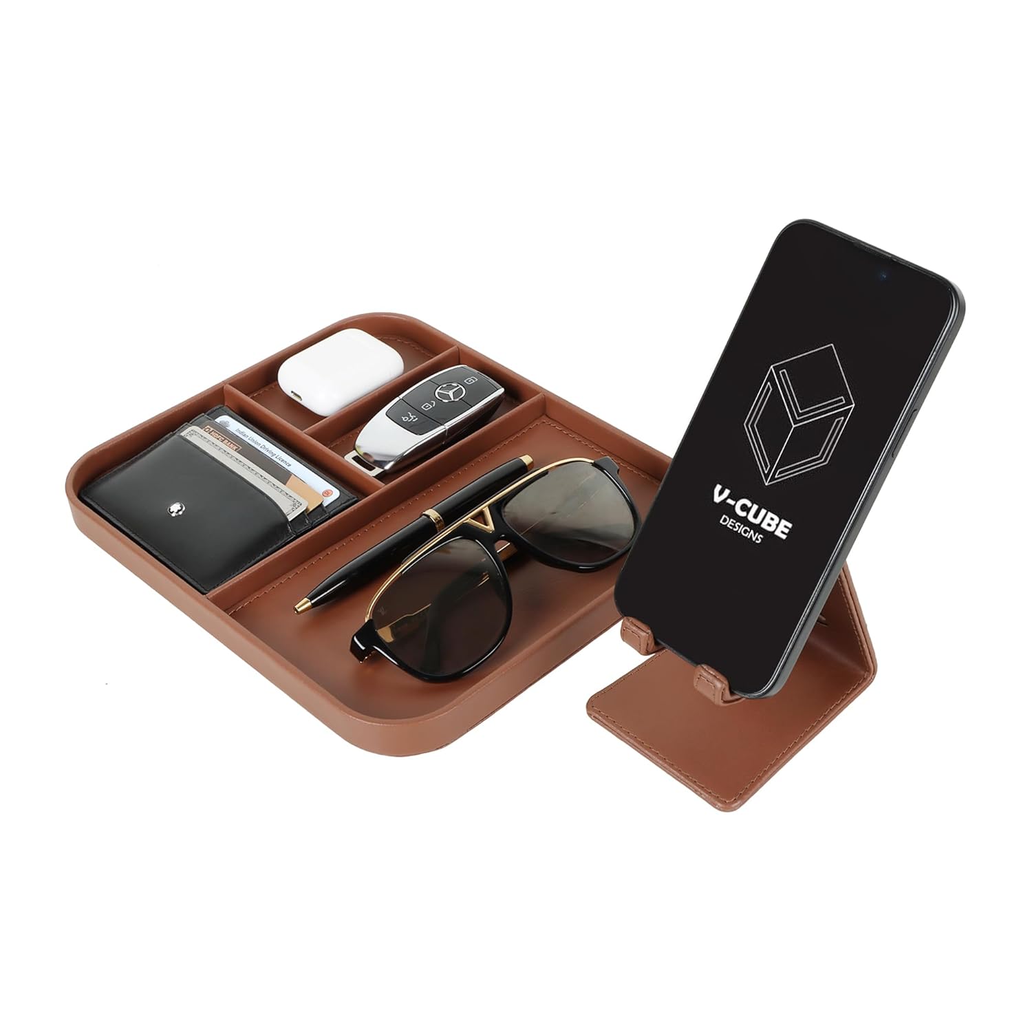 V-CUBE Designs Premium Vegan Leather OFFICE / HOME EXECUTIVE SET OF 6 Tan