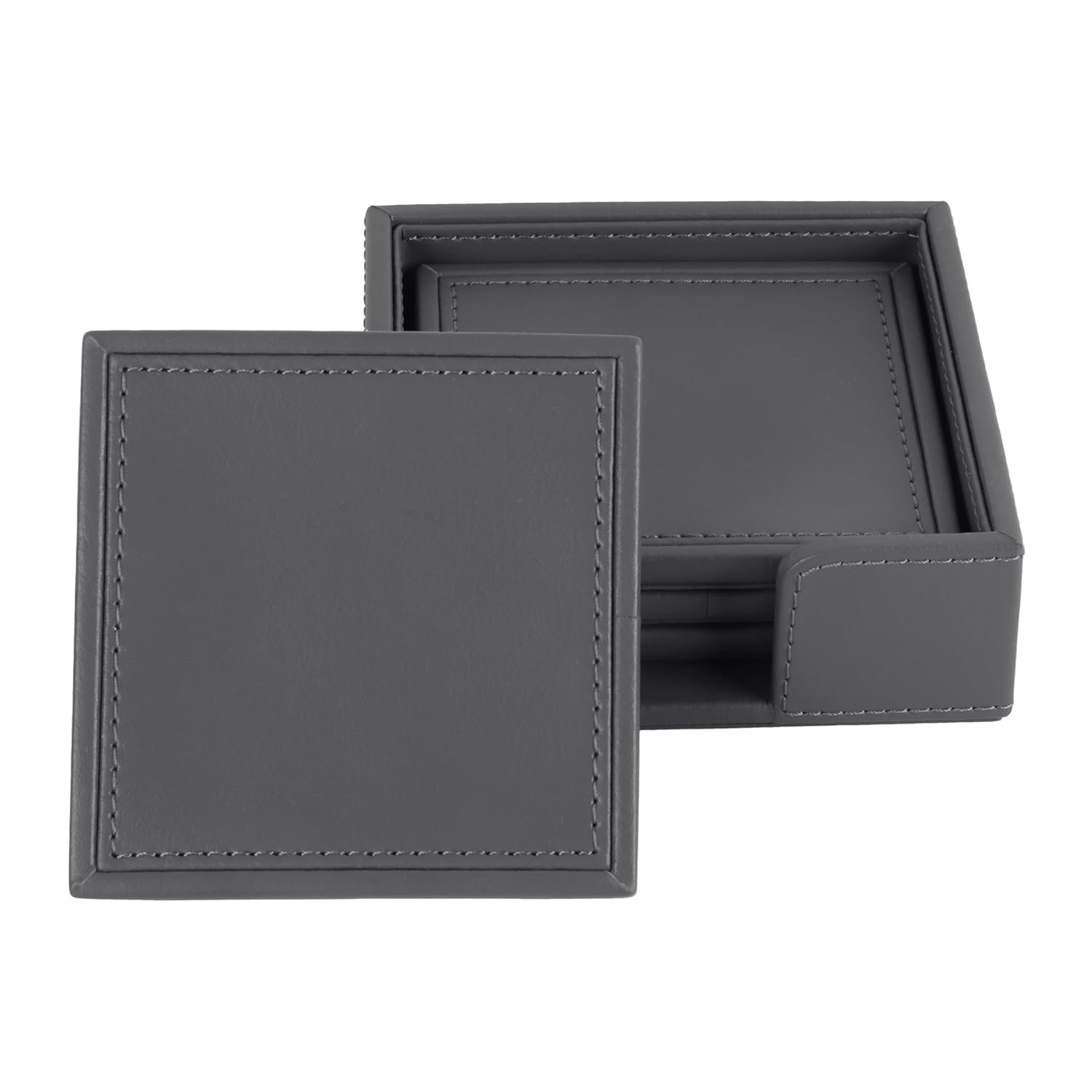V-CUBE DESIGNS Premium Vegan Leather Coasters Grey