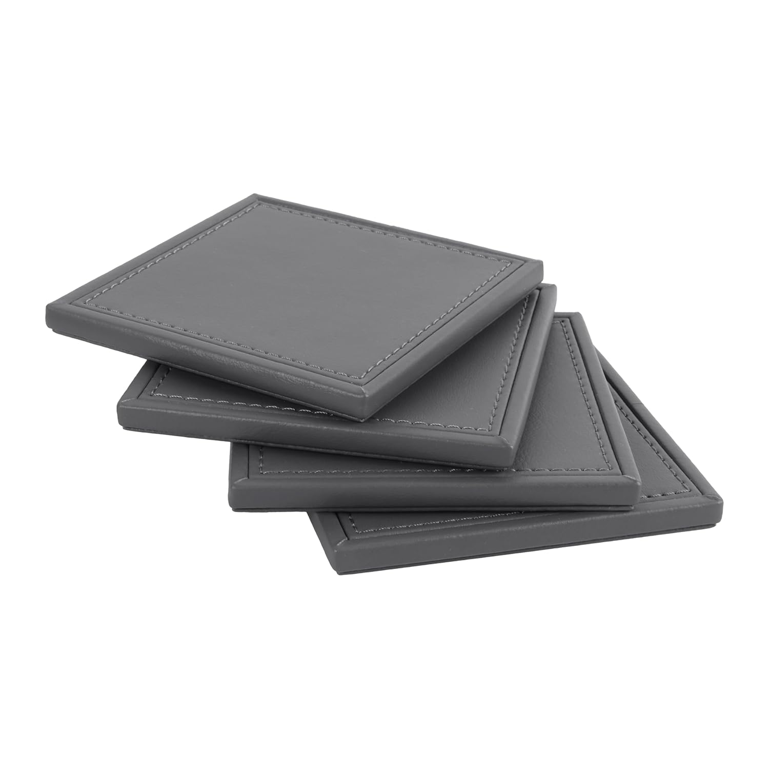 V-CUBE DESIGNS Premium Vegan Leather Coasters Grey