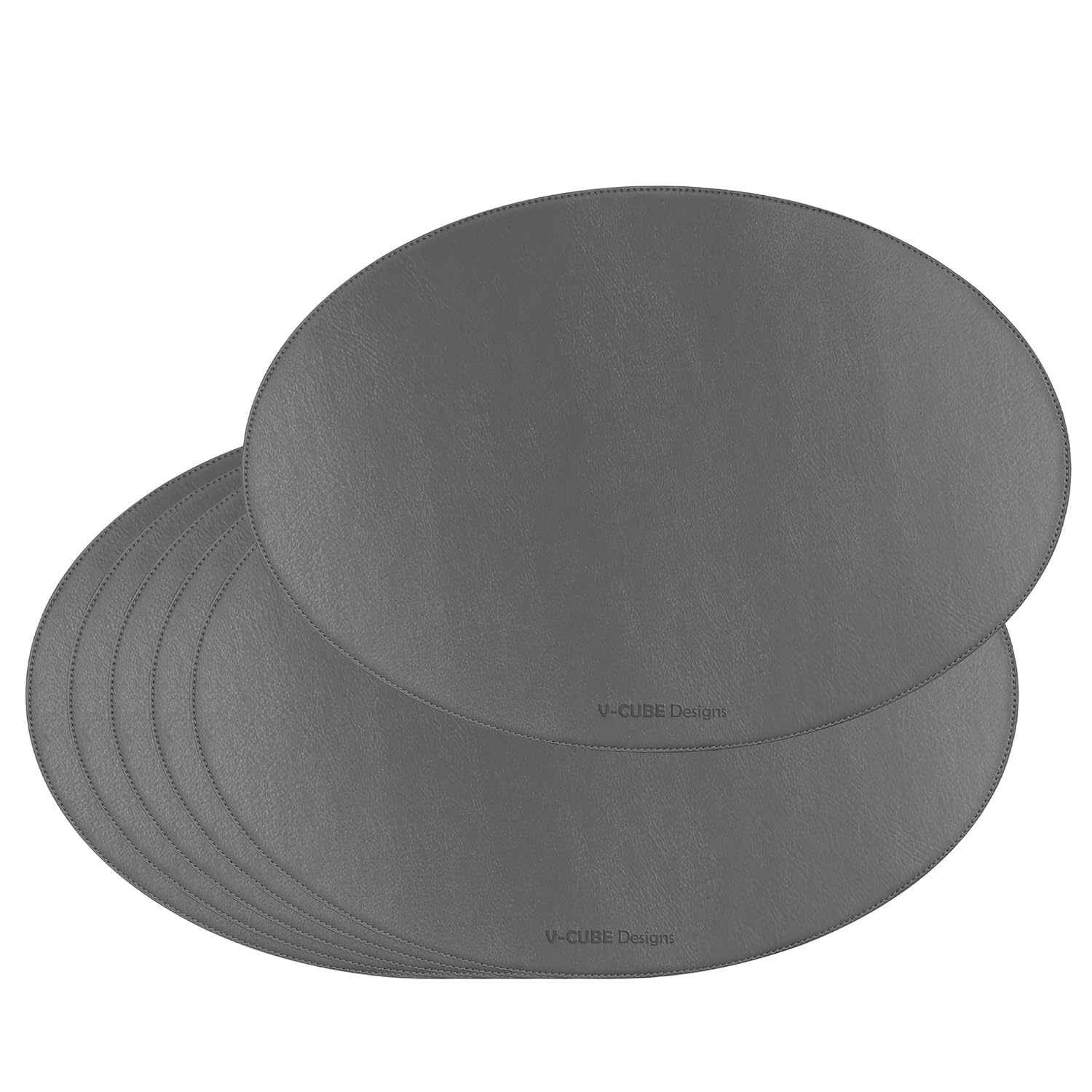 V-CUBE Designs Premium Vegan Leather Dining Table Placemats Set of 6 - Grey