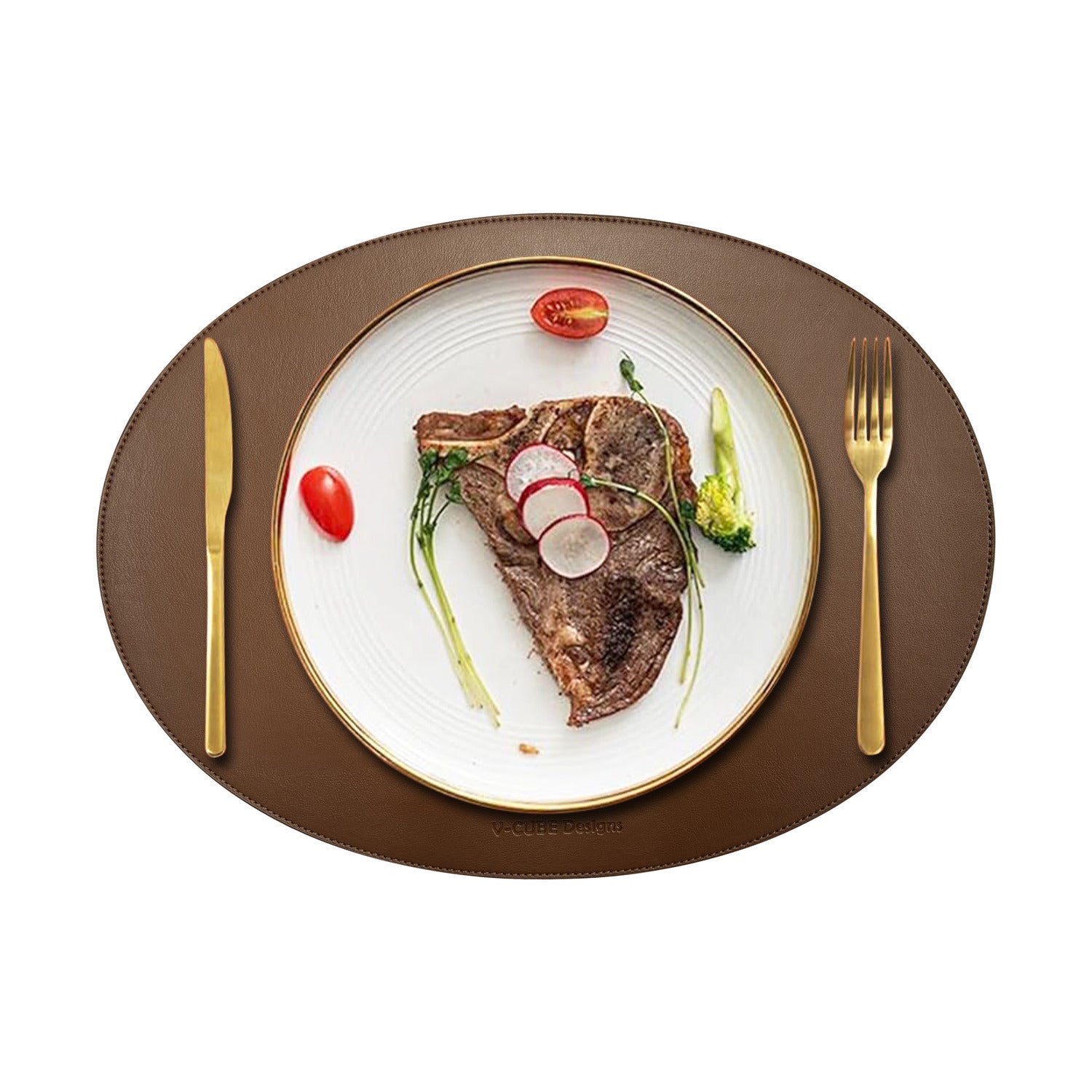 V-CUBE Designs Premium Vegan Leather Dining Table Placemats Set of 4 - Tan