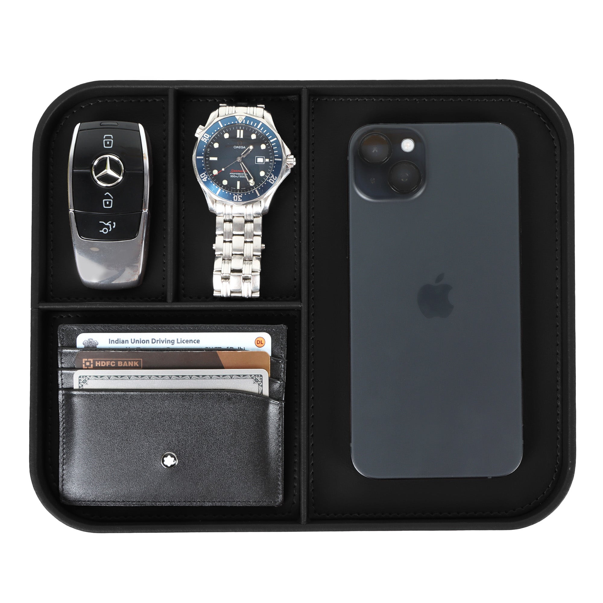 V-CUBE Designs Premium Vegan Leather Valet Tray -  Black