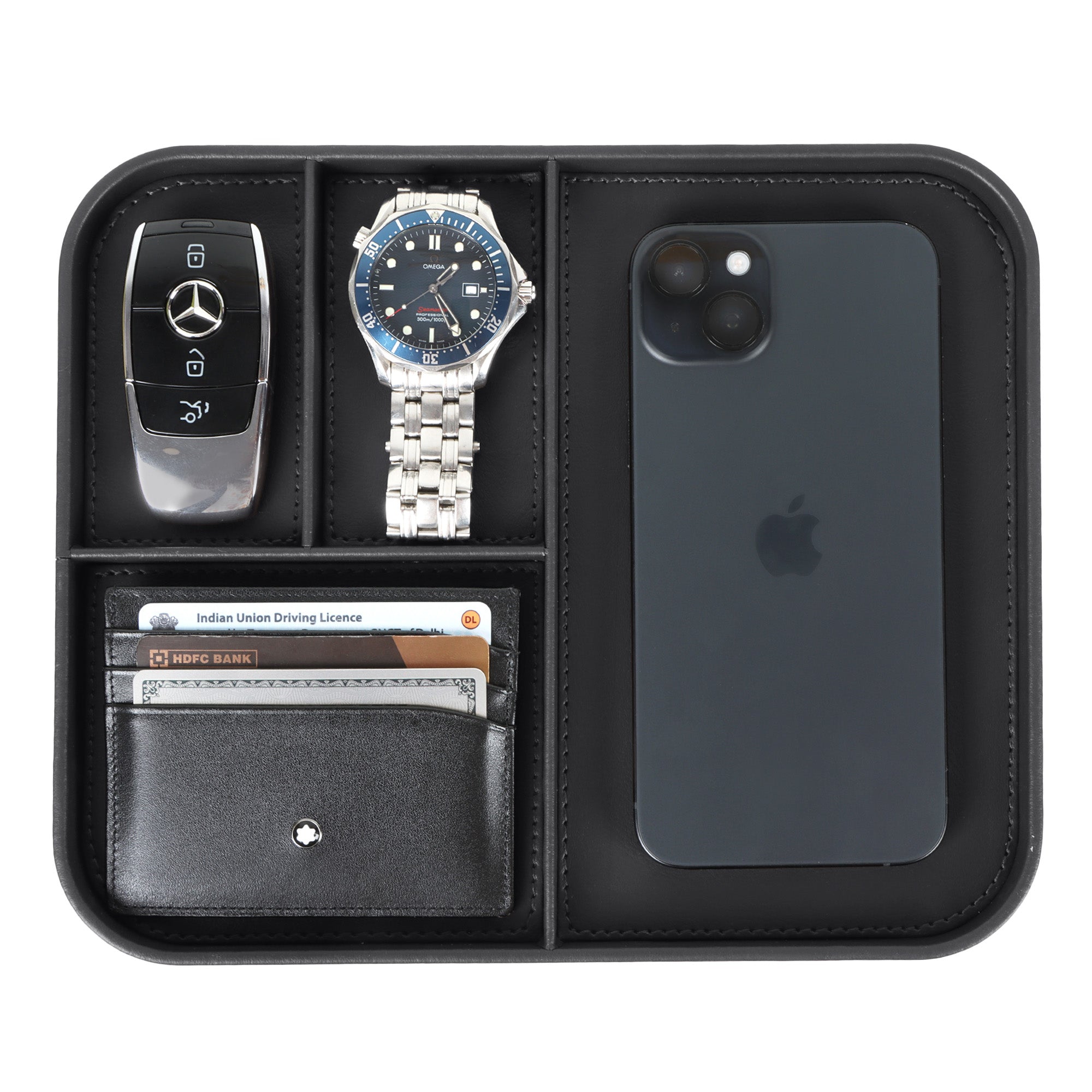 V-CUBE Designs Premium Vegan Leather Valet Tray - Grey
