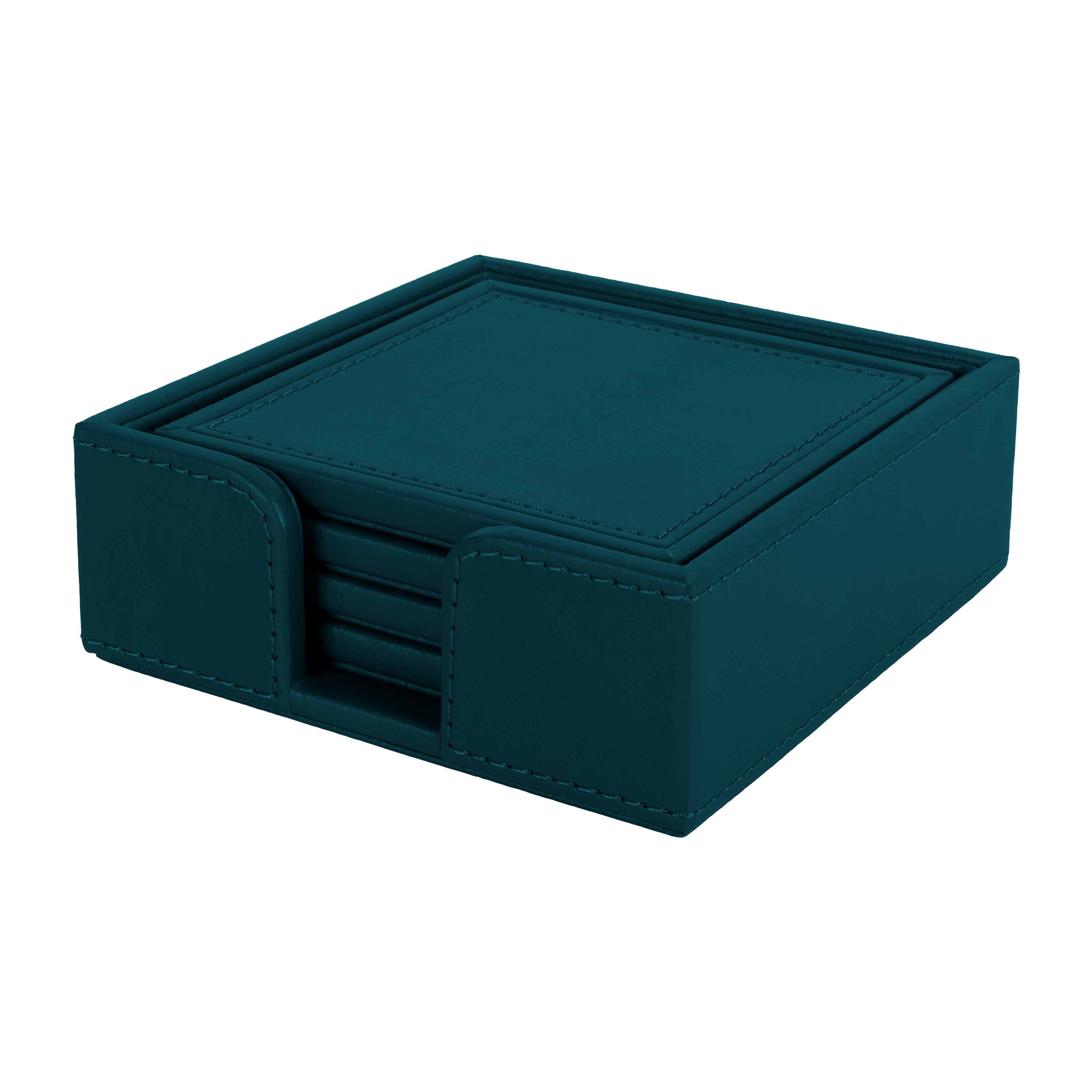 V-CUBE DESIGNS Premium Vegan Leather Coasters Deep Teal