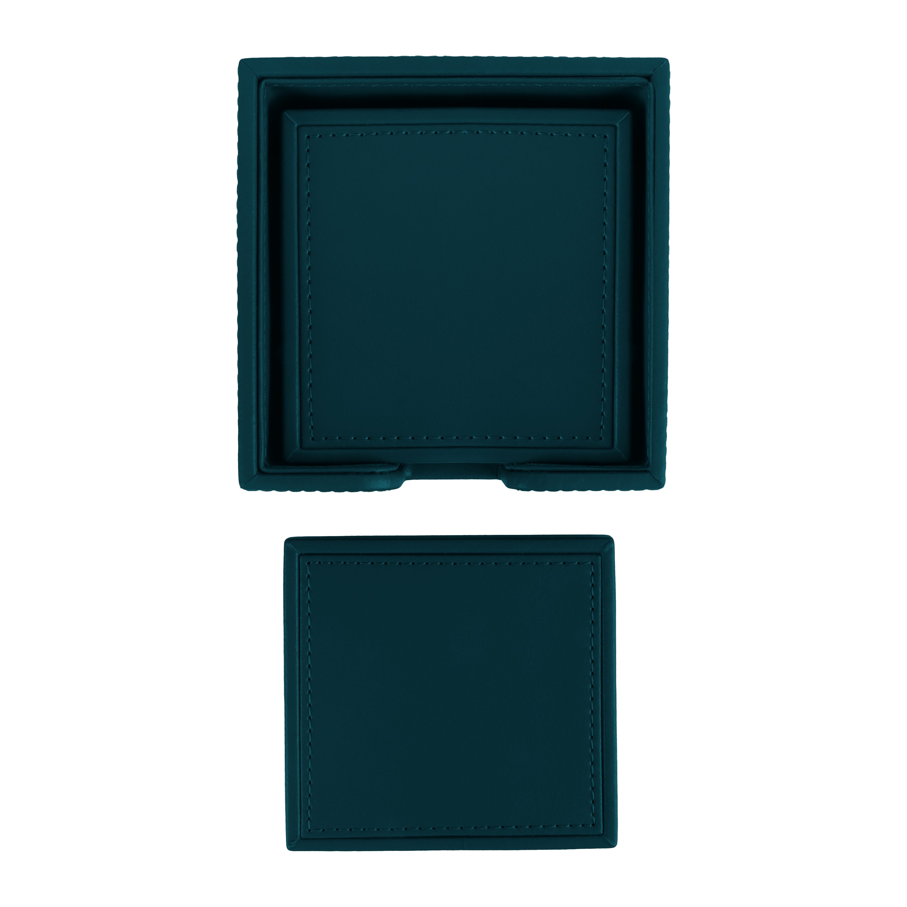 V-CUBE DESIGNS Premium Vegan Leather Coasters Deep Teal