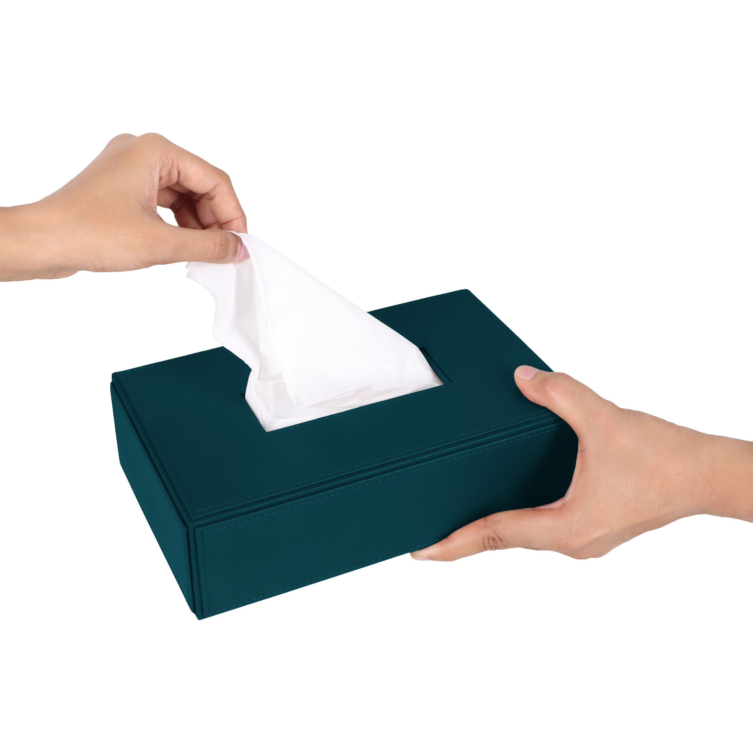 V-CUBE DESIGNS Premium Vegan Leather Tissue Holder Teal