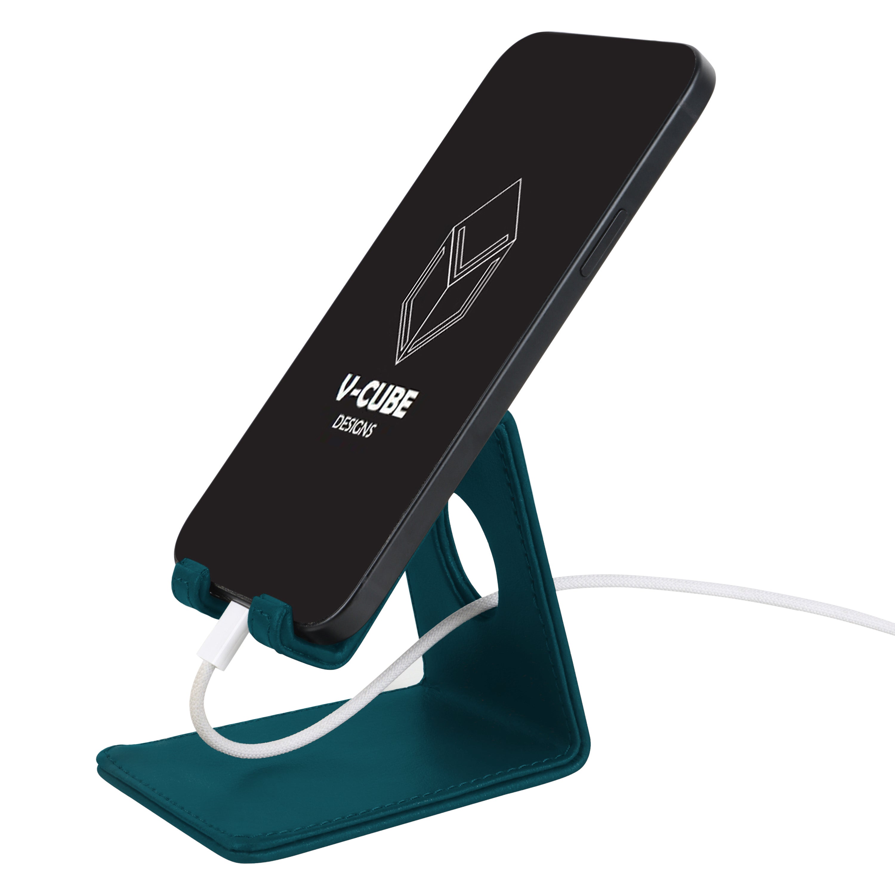 V-CUBE DESIGNS Premium Vegan Leather Mobile Holder Deep Teal