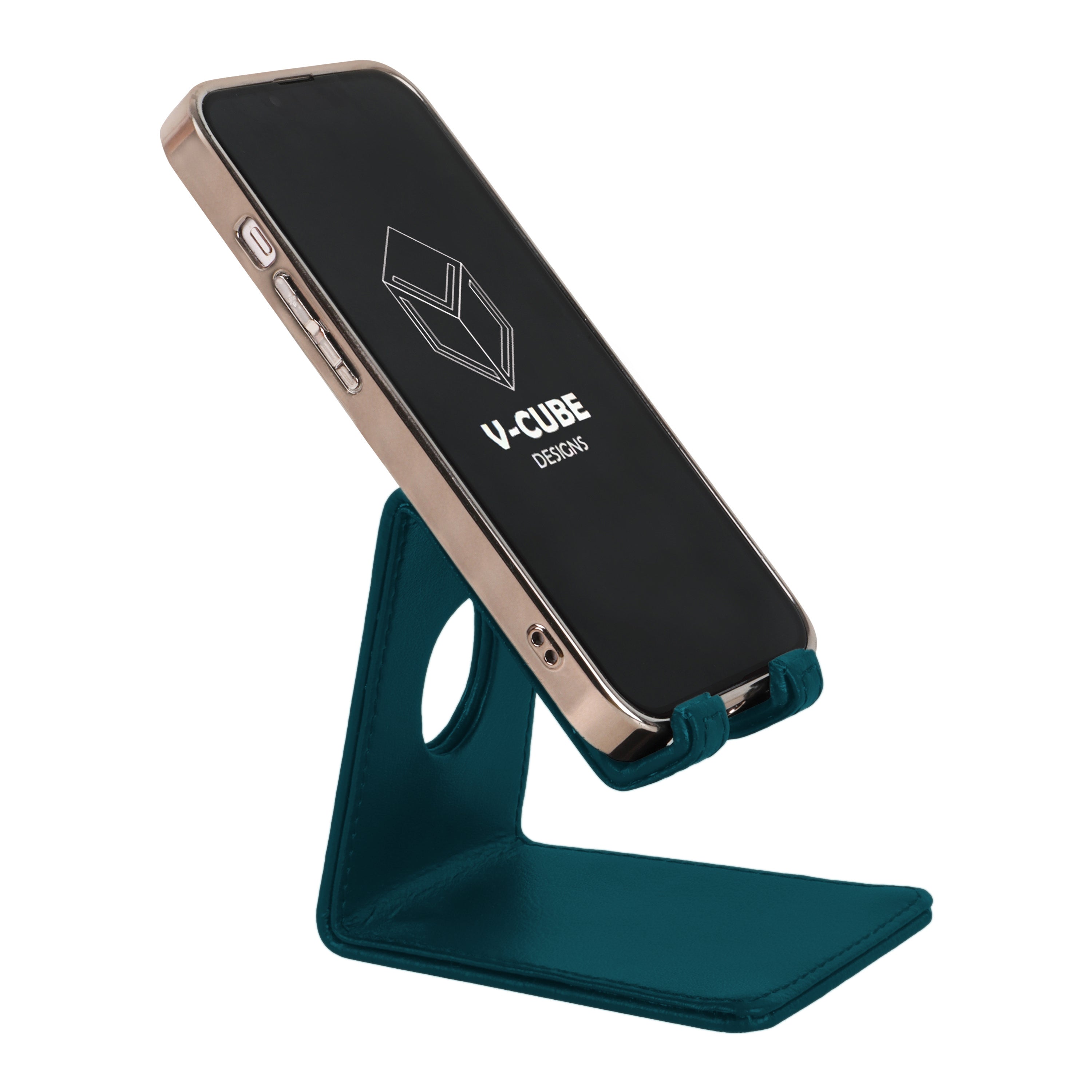 V-CUBE DESIGNS Premium Vegan Leather Mobile Holder Deep Teal