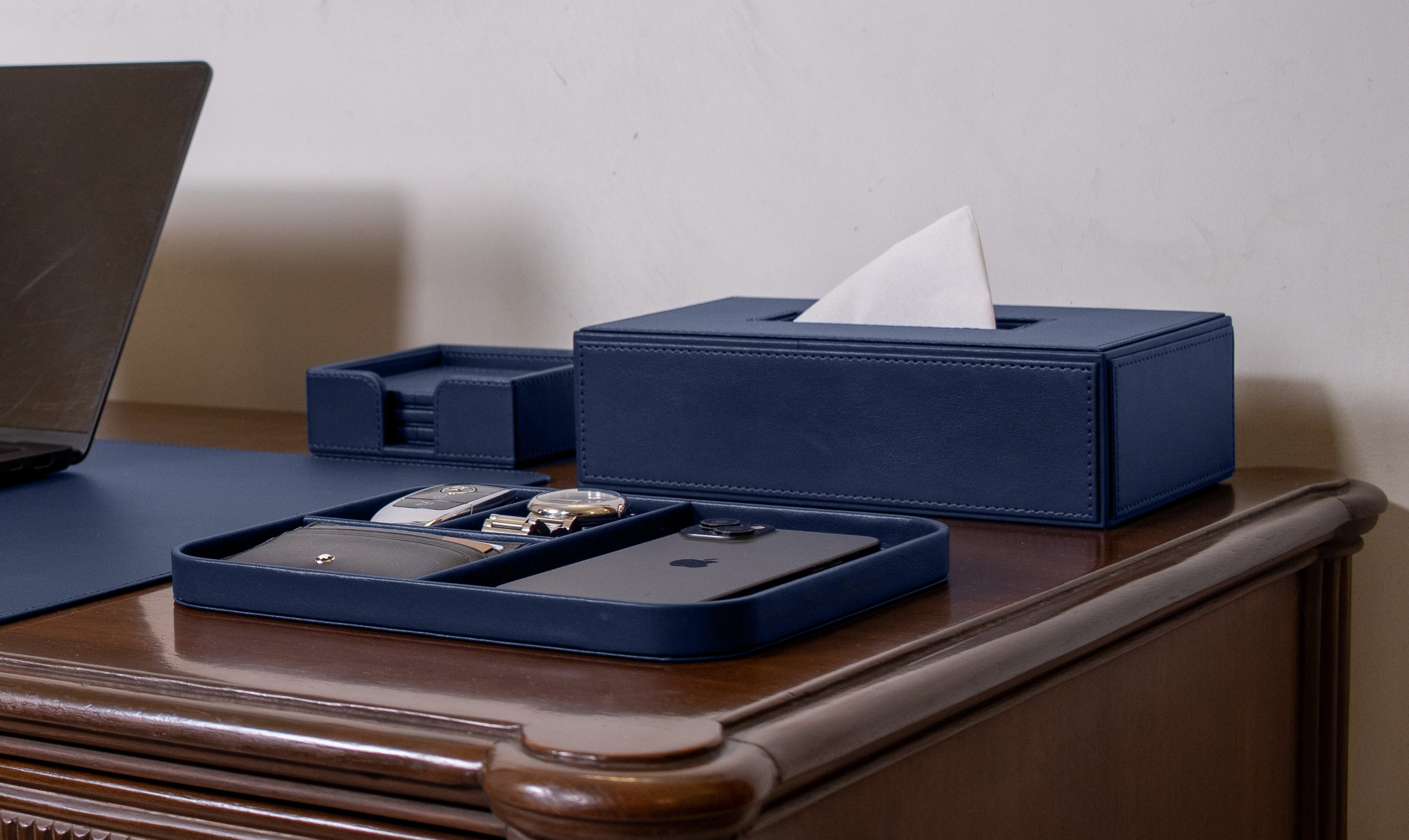 V-CUBE Designs Premium Vegan Leather OFFICE / HOME EXECUTIVE SET OF 6 Navy Blue