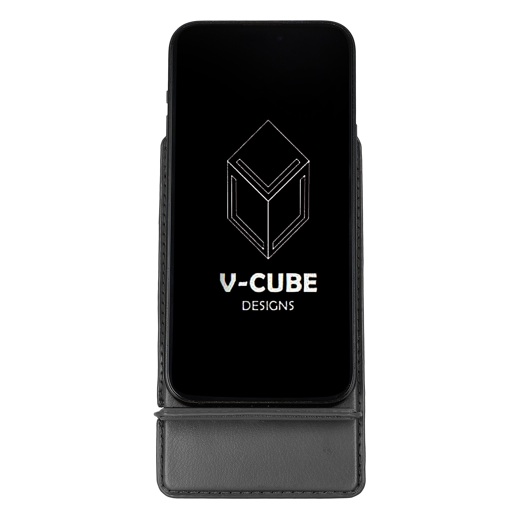 V-CUBE DESIGNS Premium Vegan Leather Universal Travel Mobile Holder -Grey