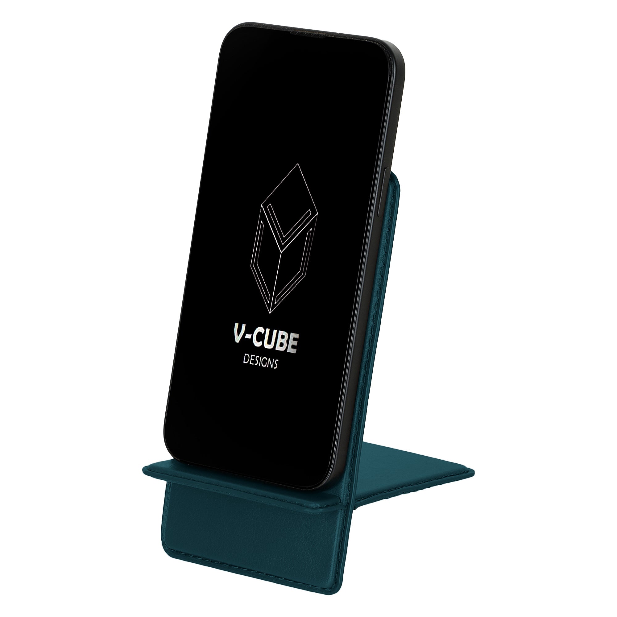 V-CUBE DESIGNS Premium Vegan Leather Universal Travel Mobile Holder - Deep Teal