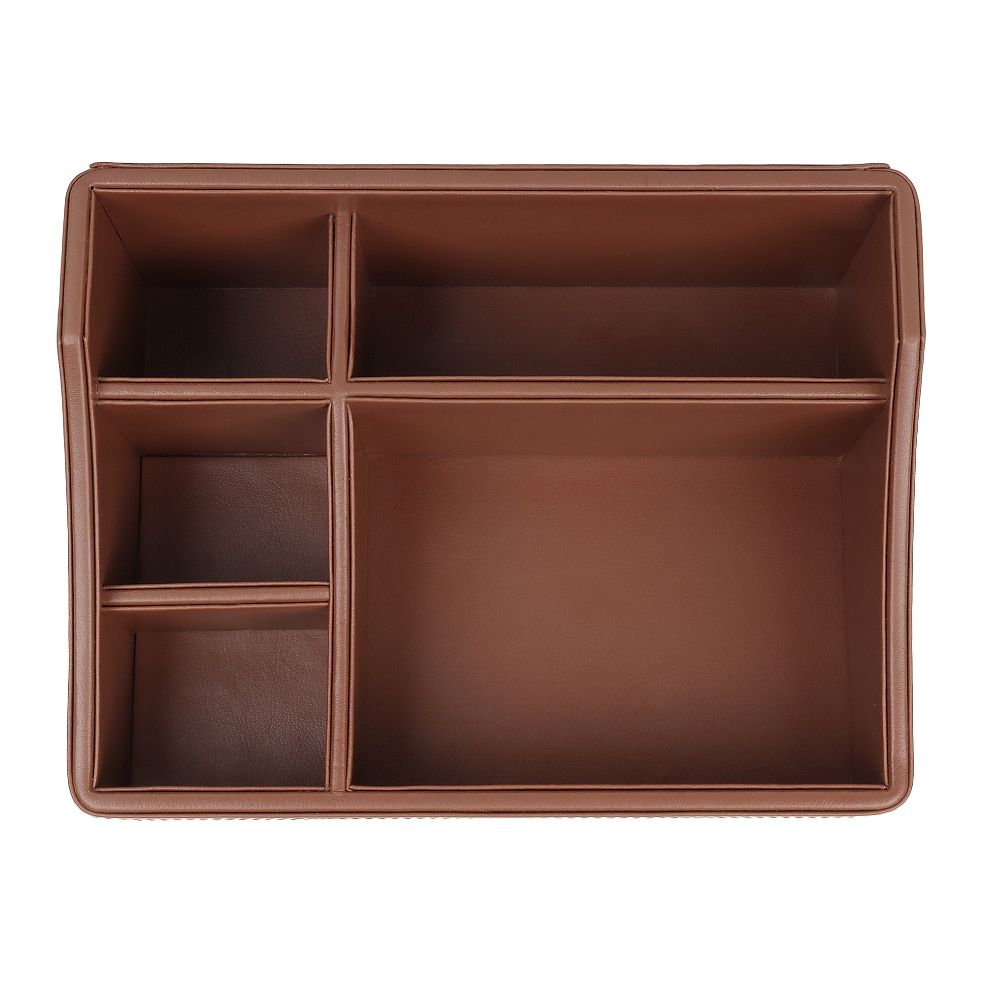 V-CUBE DESIGNS Premium Vegan Leather Desk Organizer - 5 Storage Compartments - Tan
