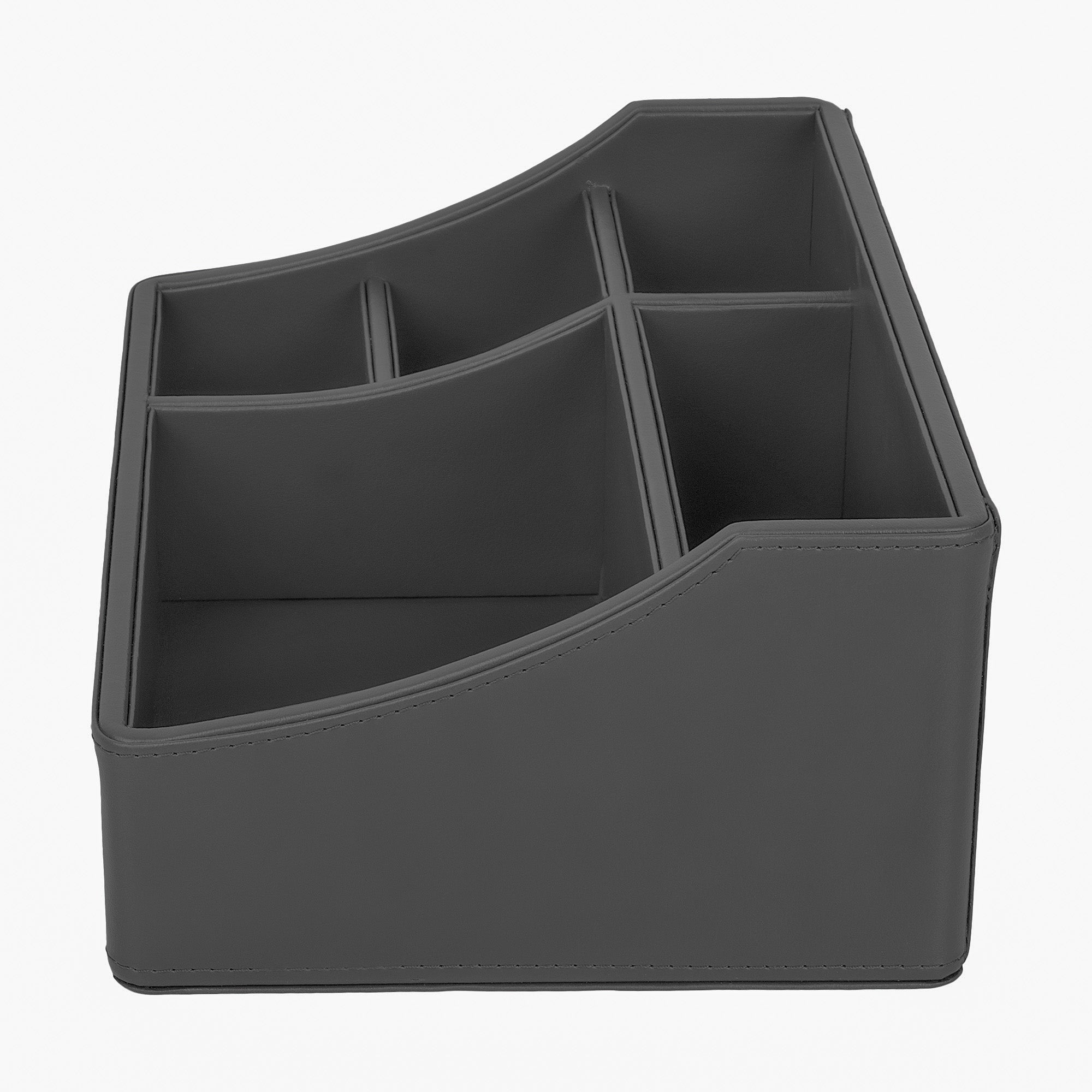 V-CUBE DESIGNS Premium Vegan Leather Desk Organizer - 5 Storage Compartments - Black