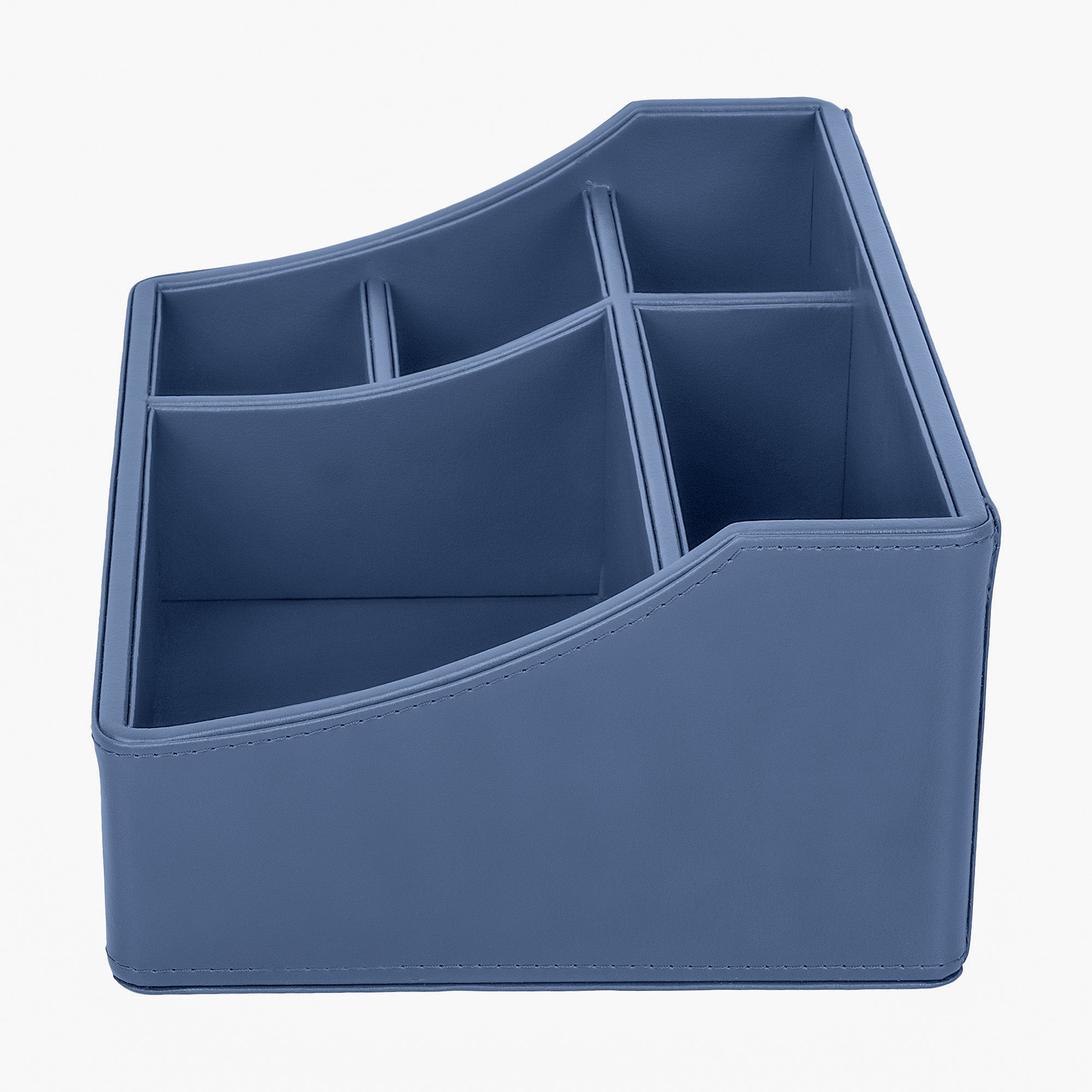 V-CUBE DESIGNS Premium Vegan Leather Desk Organizer - 5 Storage Compartments - Navy Blue