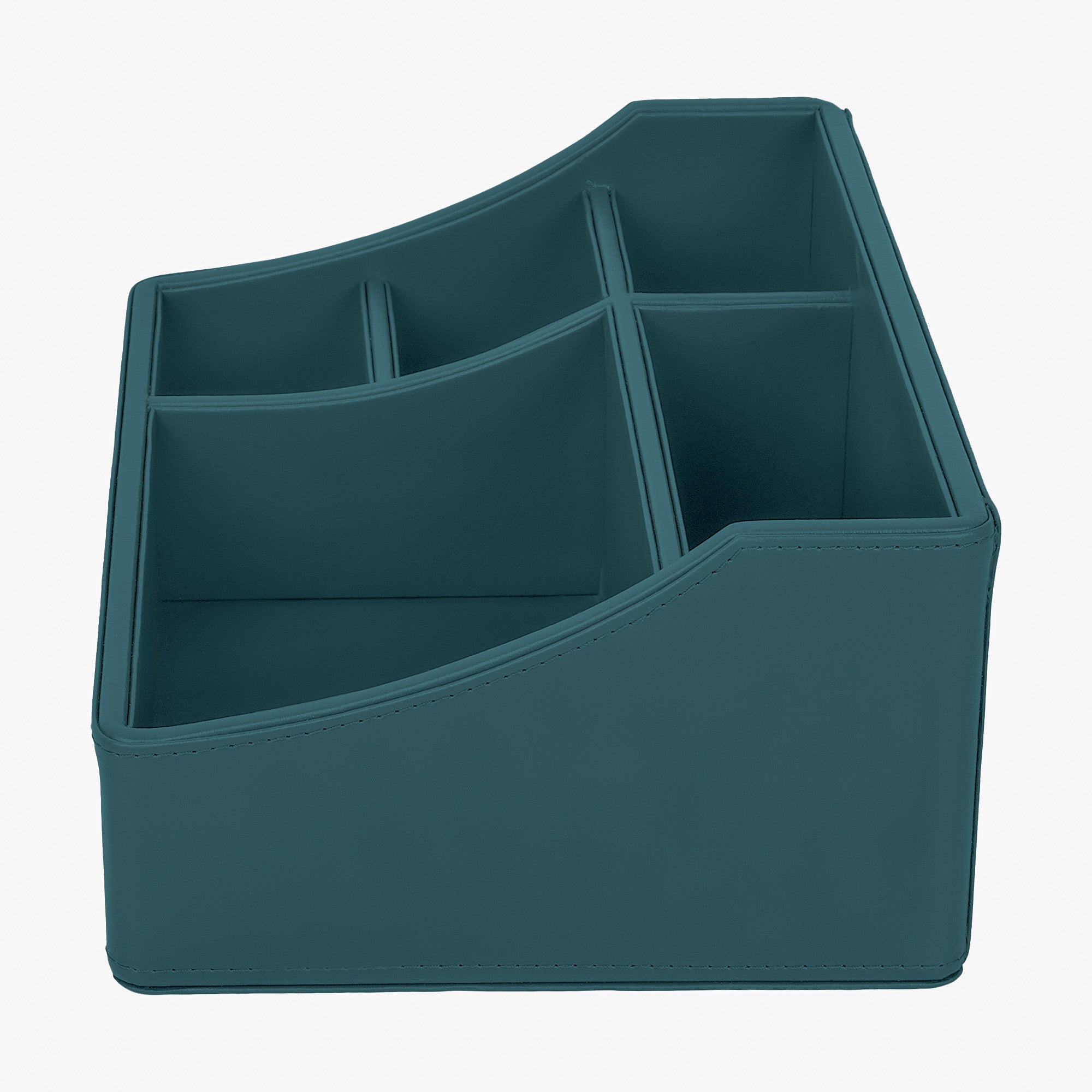 V-CUBE DESIGNS Premium Vegan Leather Desk Organizer - 5 Storage Compartments - Deep Teal